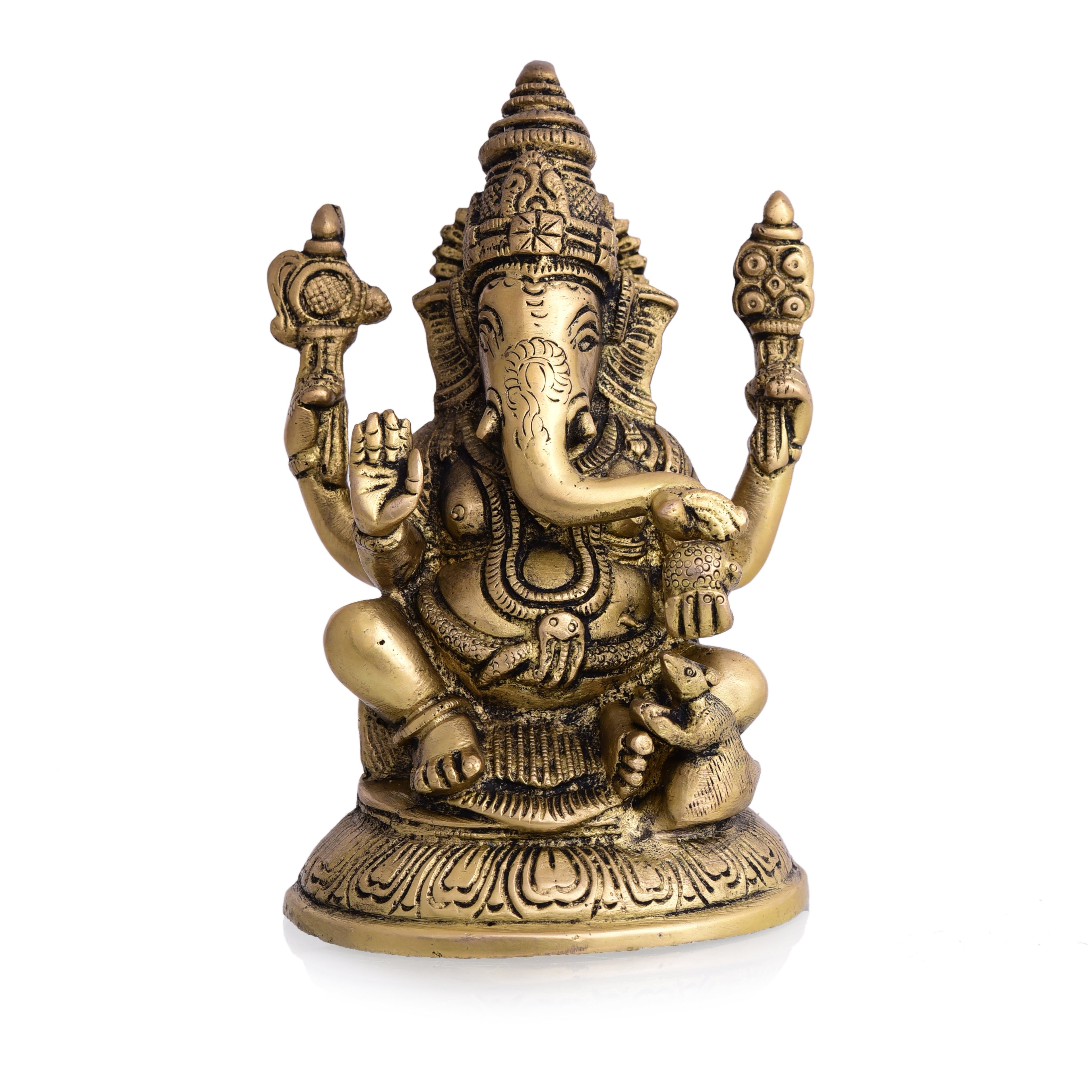 Brass Blessing Sitting Ganesha Idol (6 Inch) Vedansh Craft
