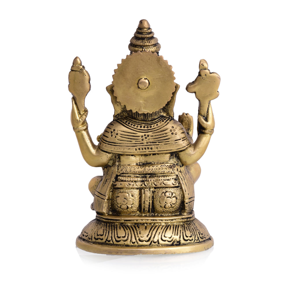 Brass Blessing Sitting Ganesha Idol (6 Inch) Vedansh Craft