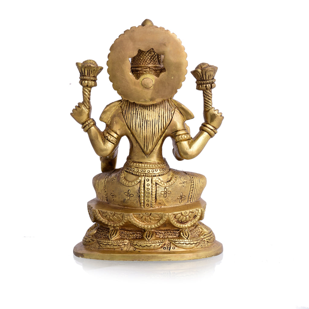 Brass Goddess Sitting Lakshmi Idol (7 Inch) Vedansh Craft