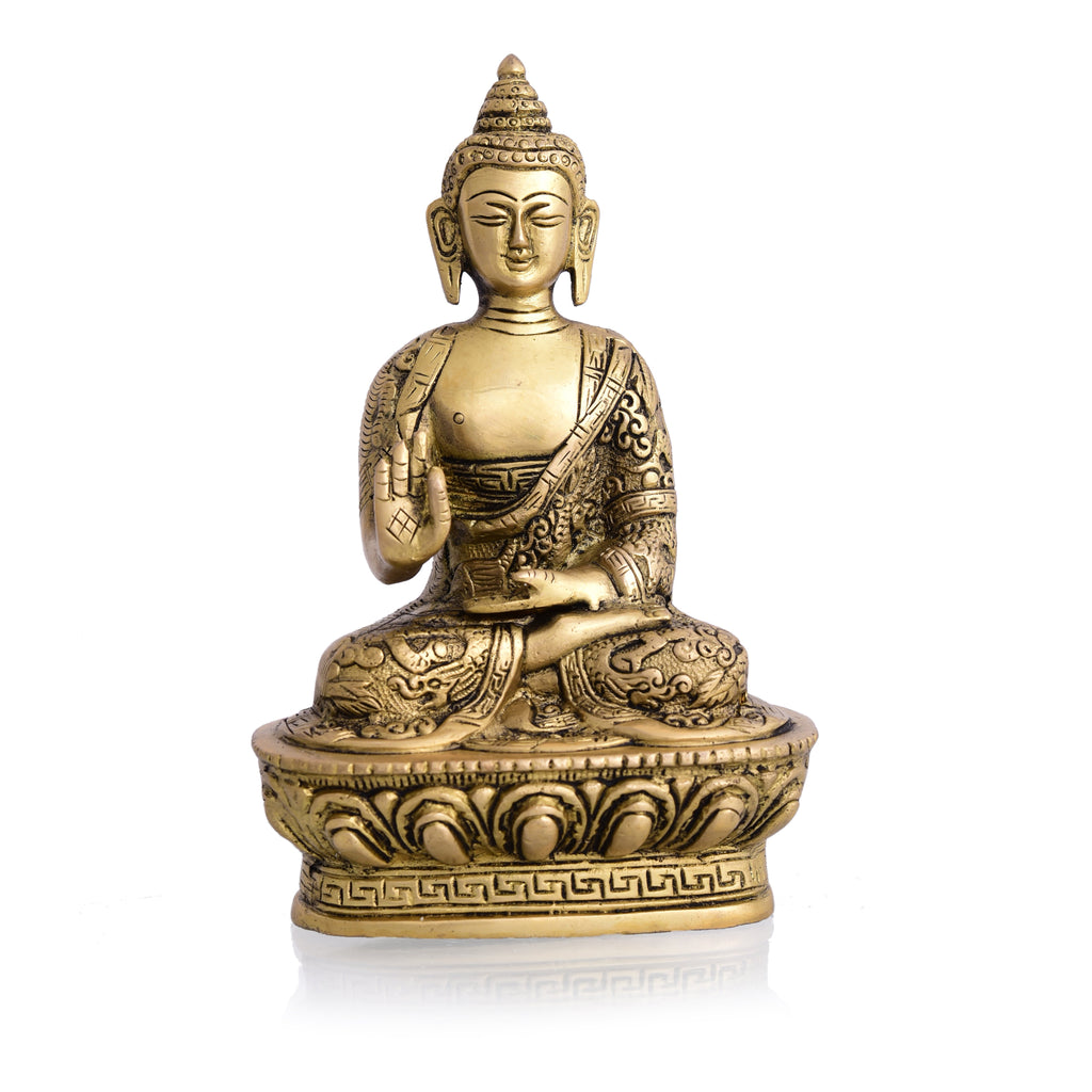 Brass Home Decor Buddha Sitting Idol (7 Inch) Vedansh Craft