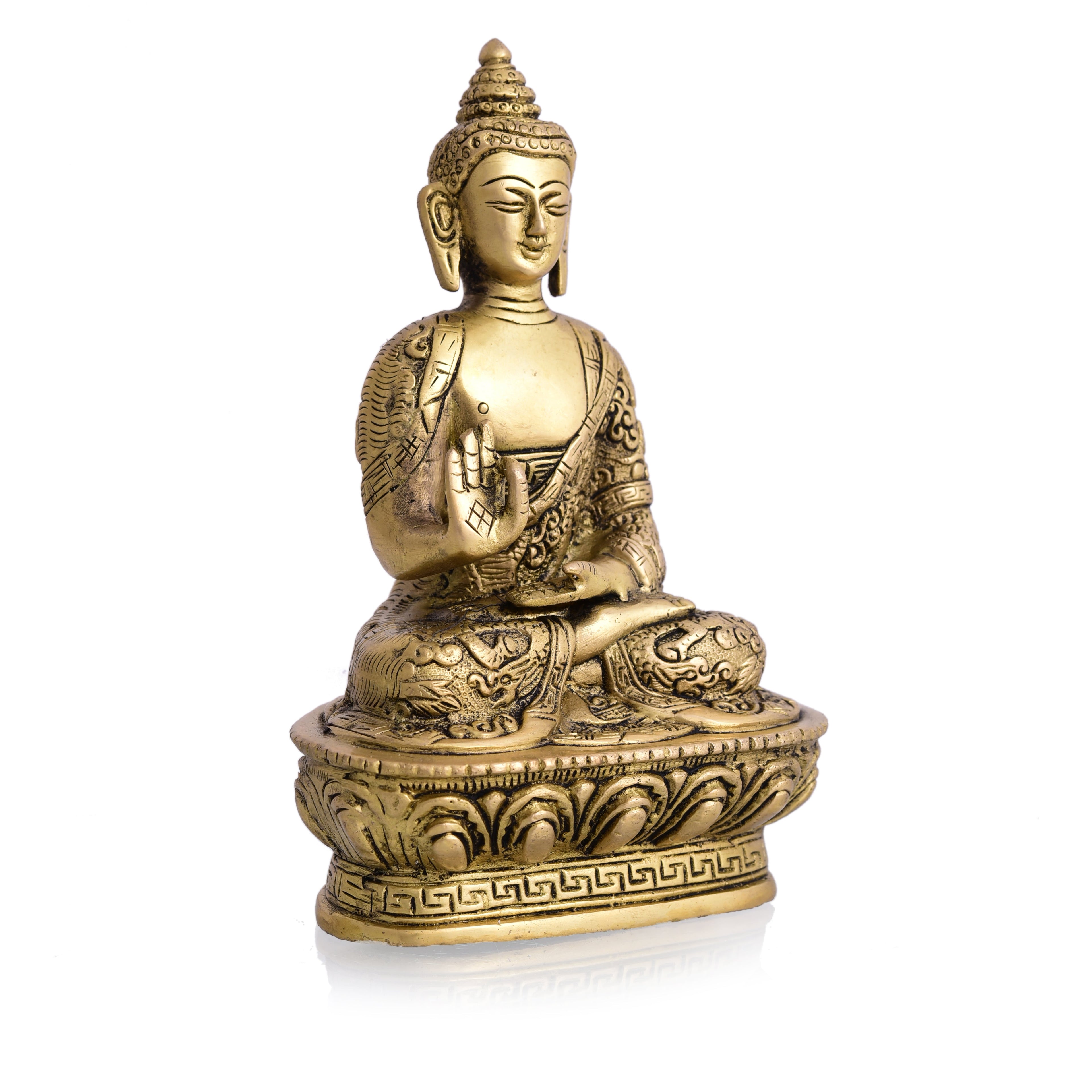 Brass Home Decor Buddha Sitting Idol (7 Inch) Vedansh Craft