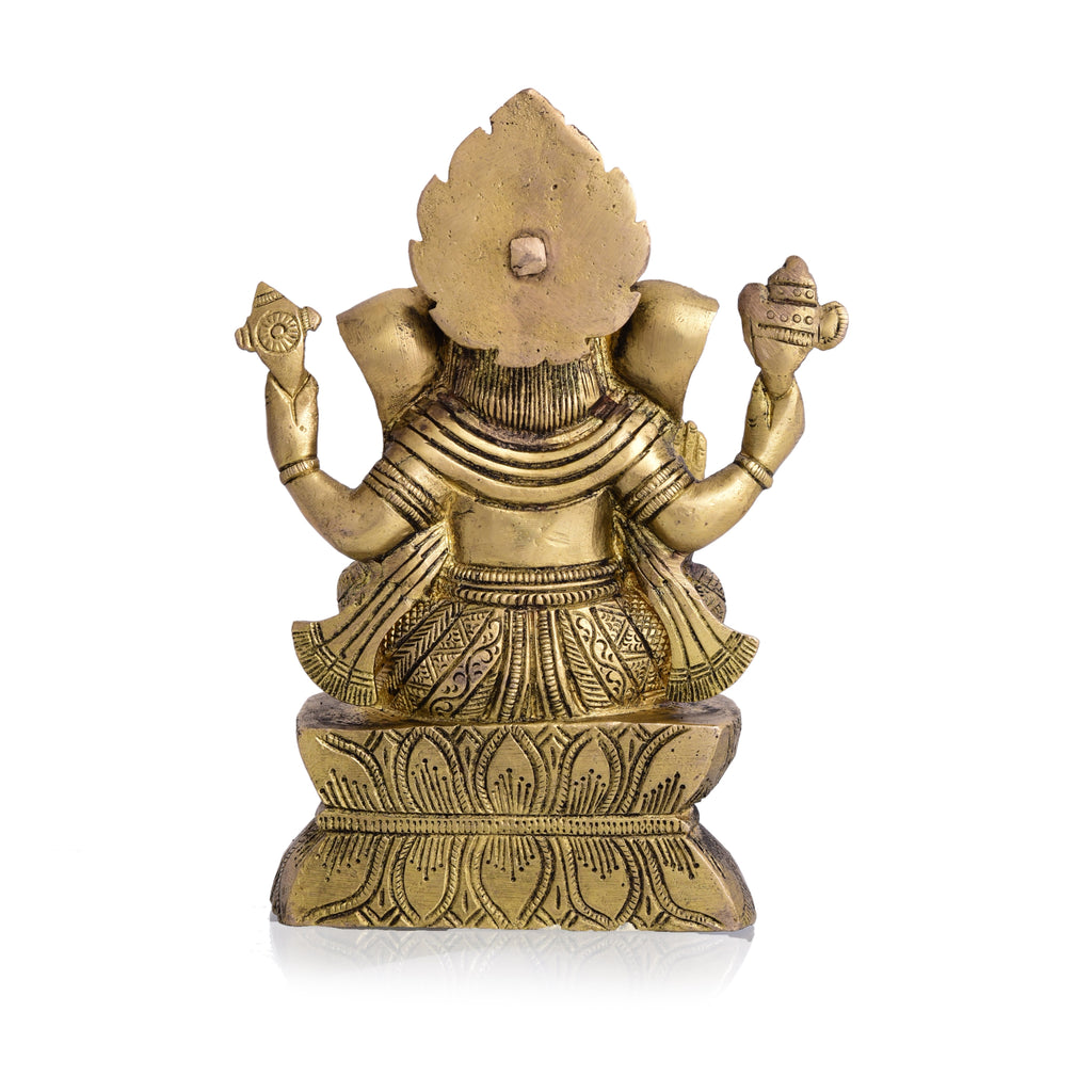 Brass Lord Sitting Ganesha Idol (7.2 Inch) Vedansh Craft