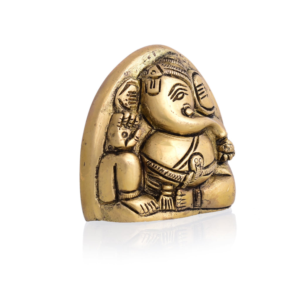Brass Coconut Shape Sitting Ganesha Idol (2.2 Inch) Vedansh Craft