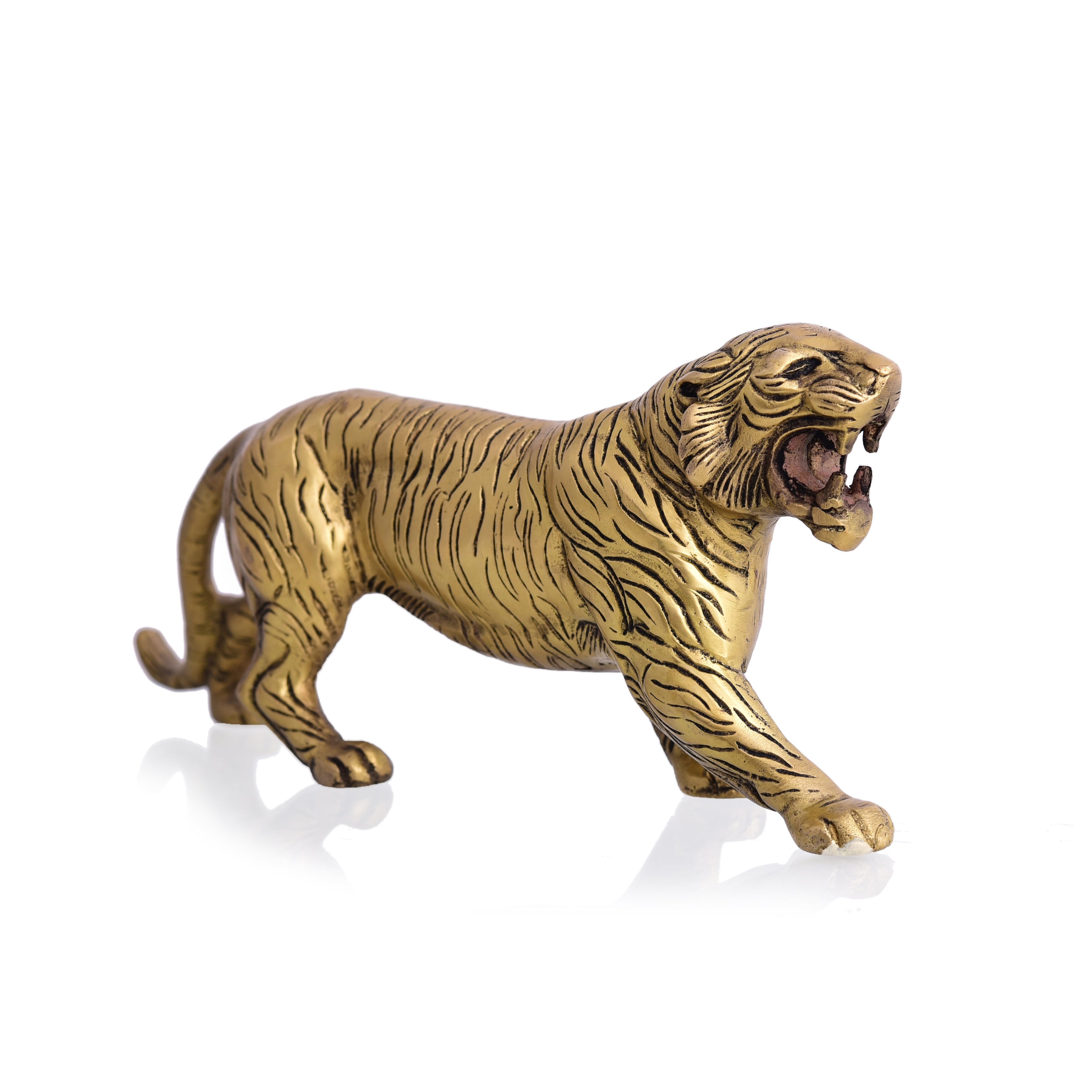 Brass Roaring Tiger Statue Vedansh Craft