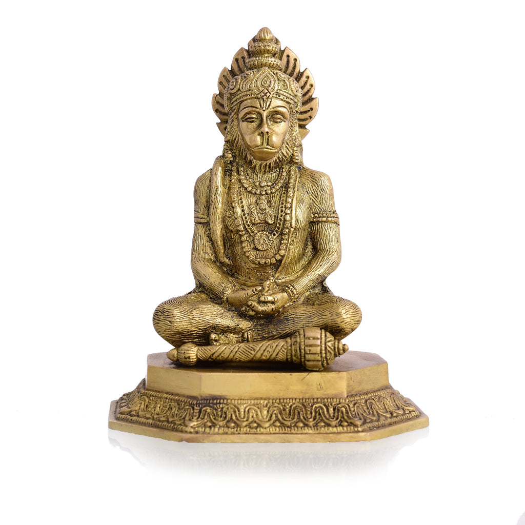 Brass Sitting Hanuman Idol (7 Inch) Vedansh Craft