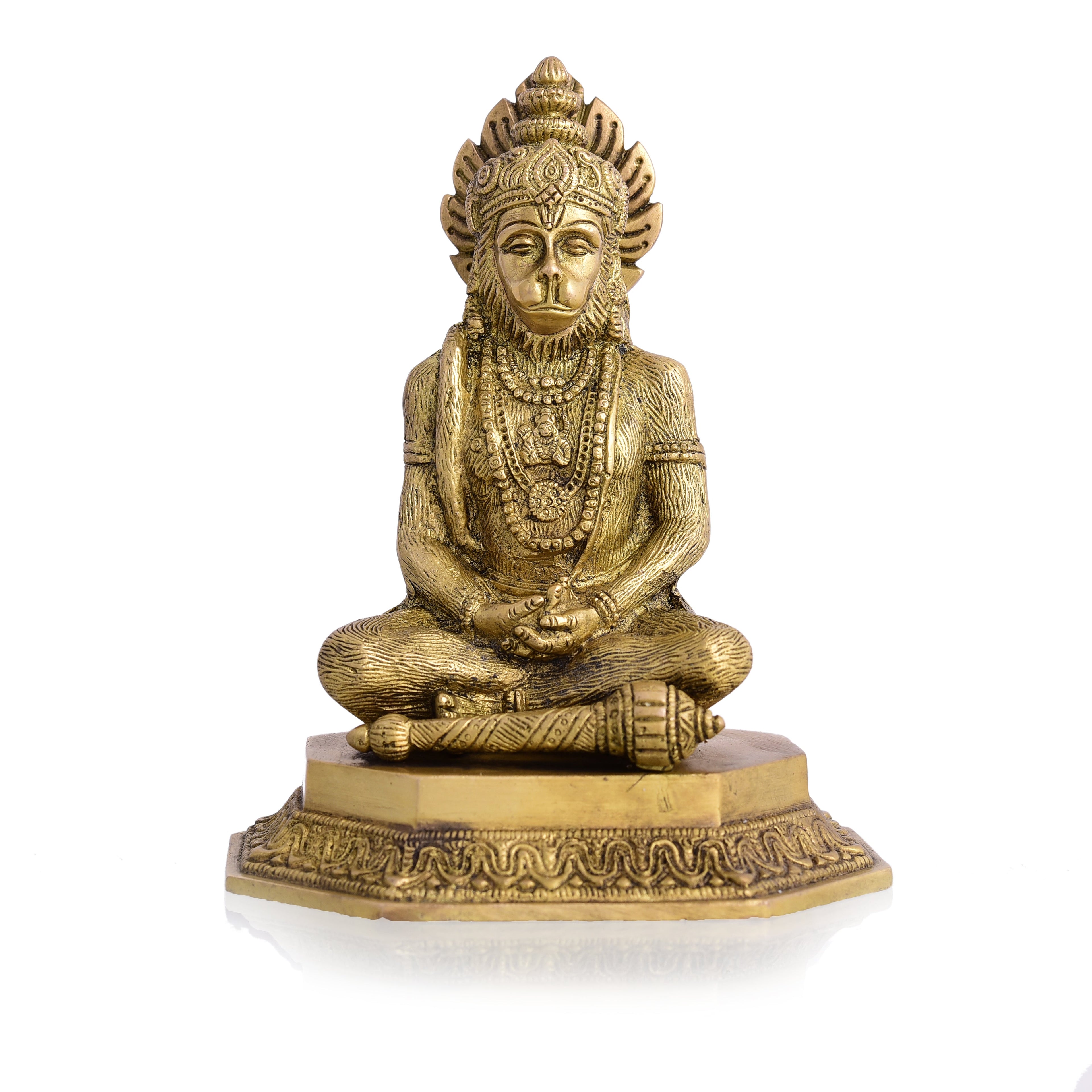 Brass Sitting Hanuman Idol (7 Inch) Vedansh Craft