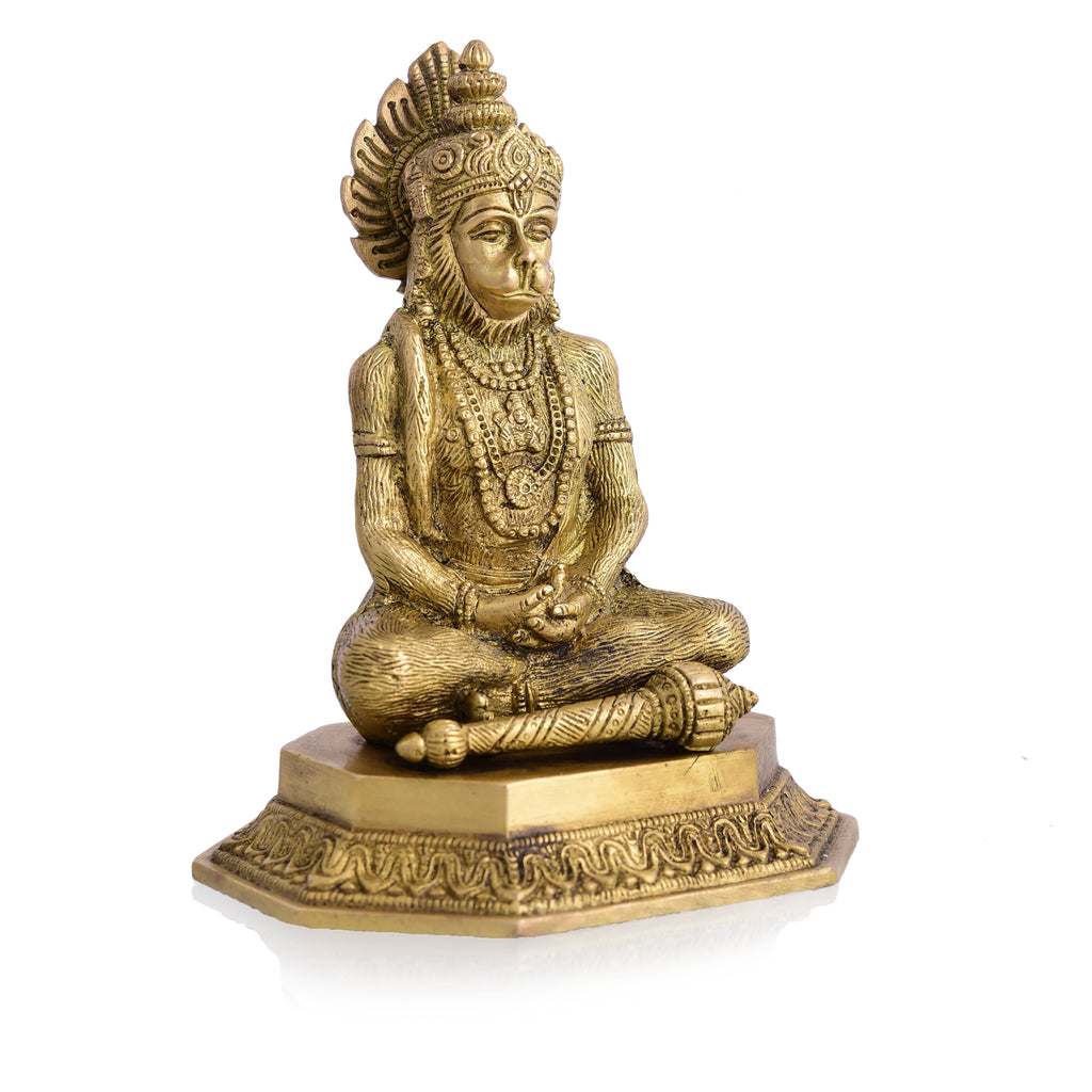 Brass Sitting Hanuman Idol (7 Inch) Vedansh Craft