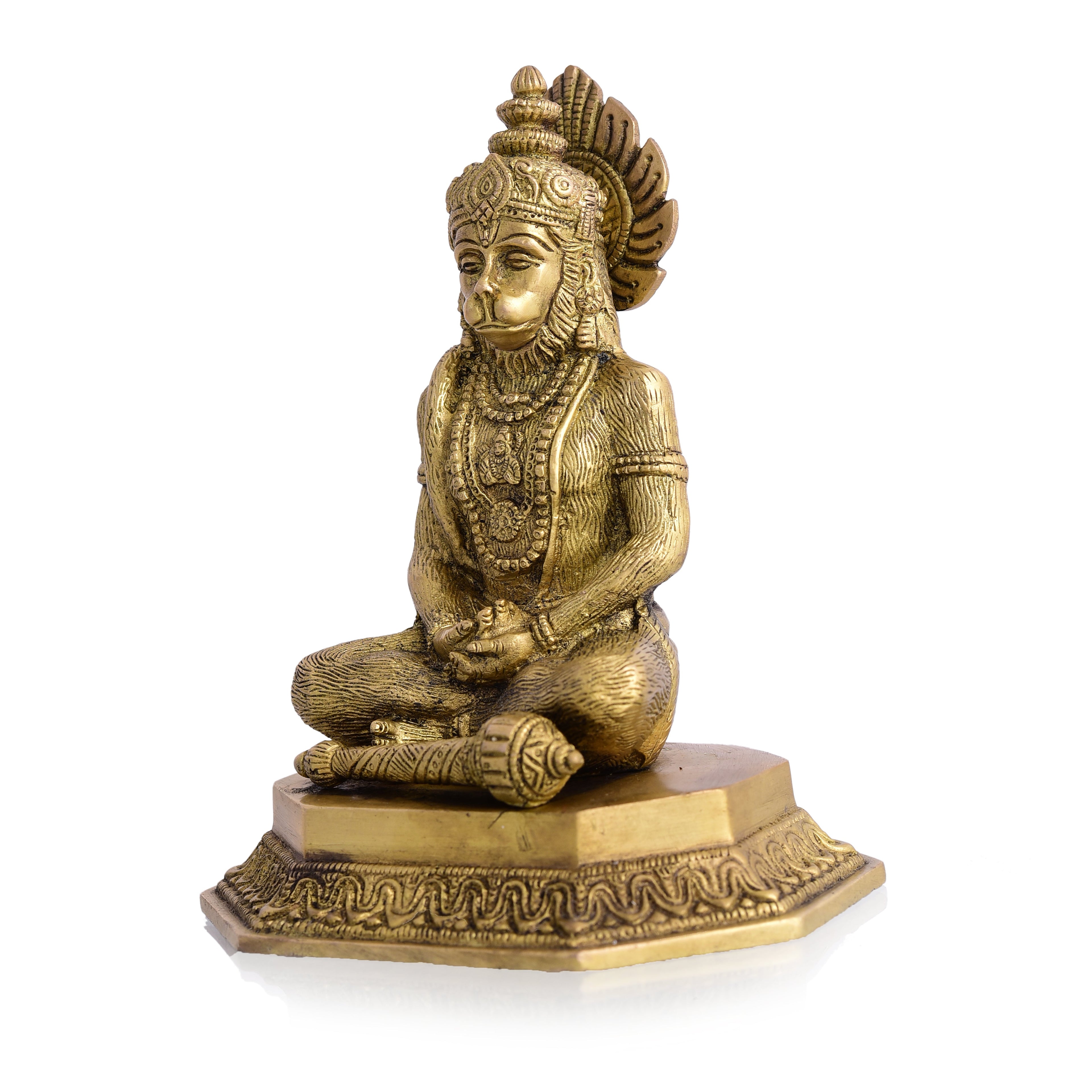 Brass Sitting Hanuman Idol (7 Inch) Vedansh Craft