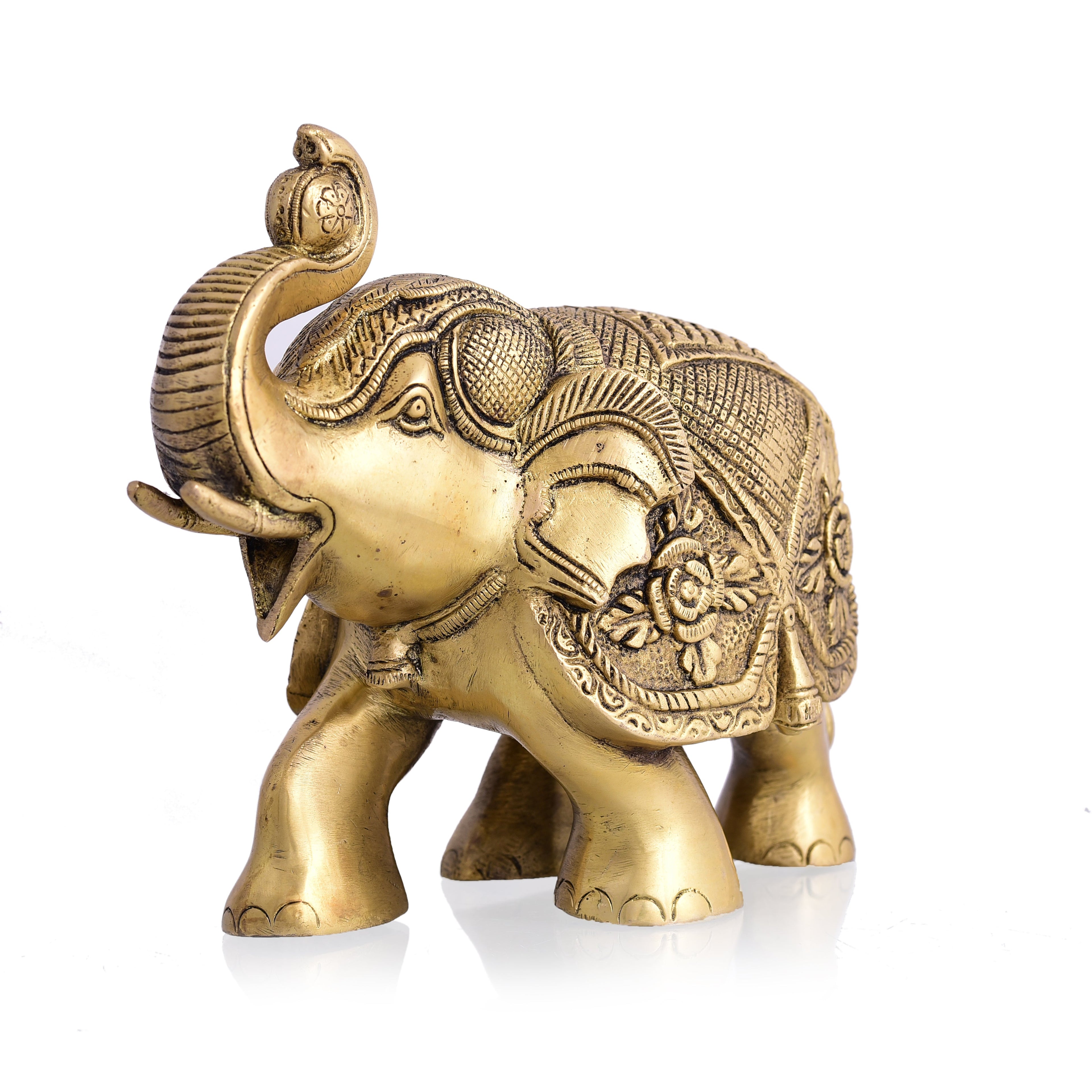 Brass Elephant Royal Statue (6.5 Inch) Vedansh Craft