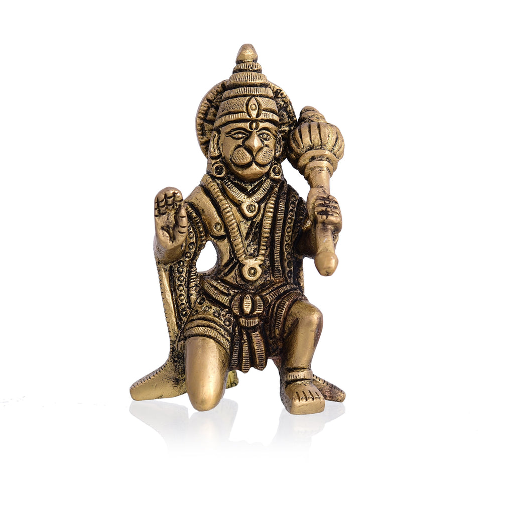Brass Blessing Sitting Hanuman Idol (3.2 Inch) Vedansh Craft