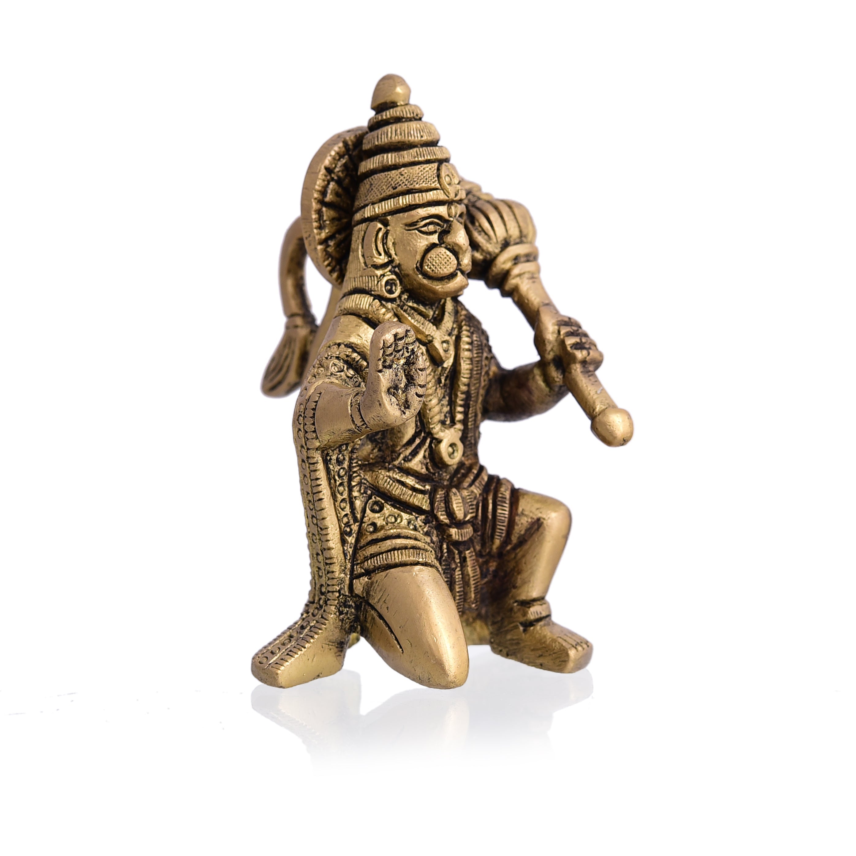 Brass Blessing Sitting Hanuman Idol (3.2 Inch) Vedansh Craft