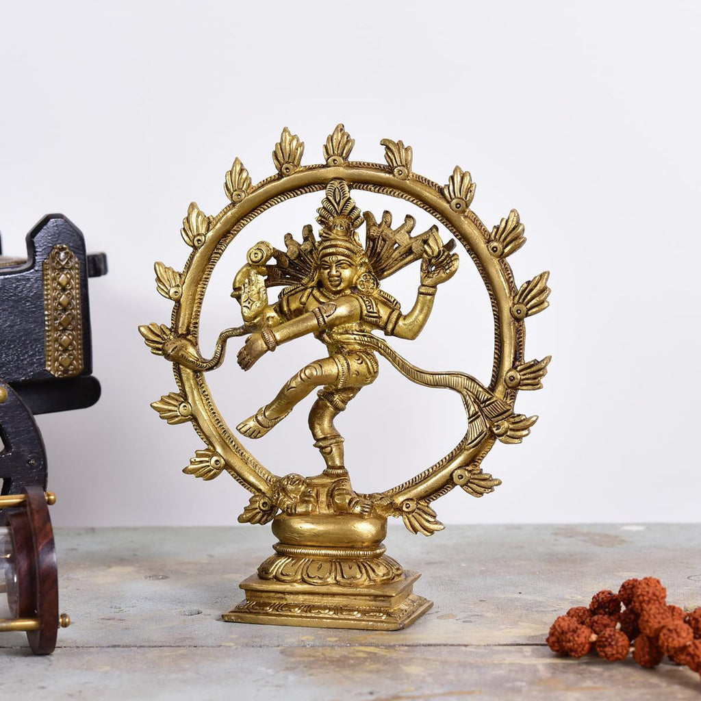 Brass Superfine Nataraja Dancing Shiva Statue (6.5 Inch) Vedansh Craft