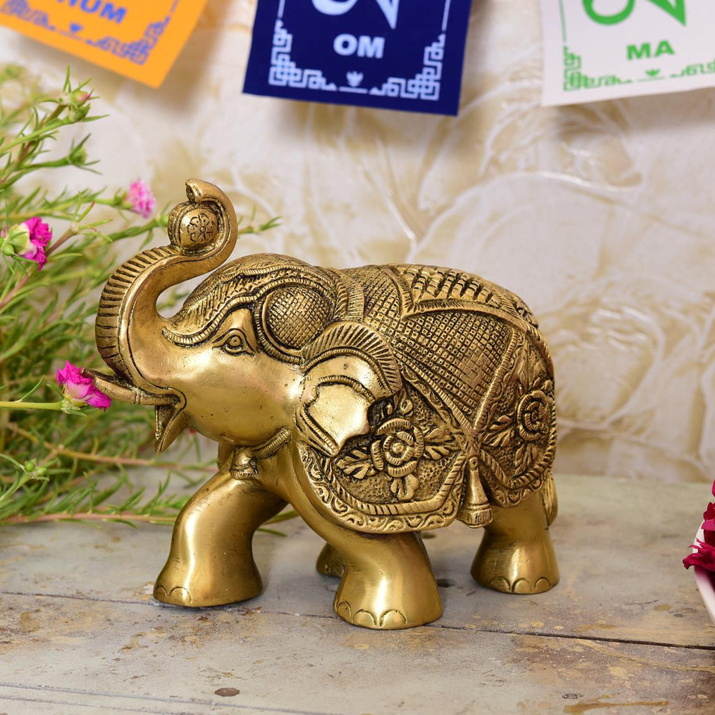 Brass Elephant Royal Statue (6.5 Inch) Vedansh Craft