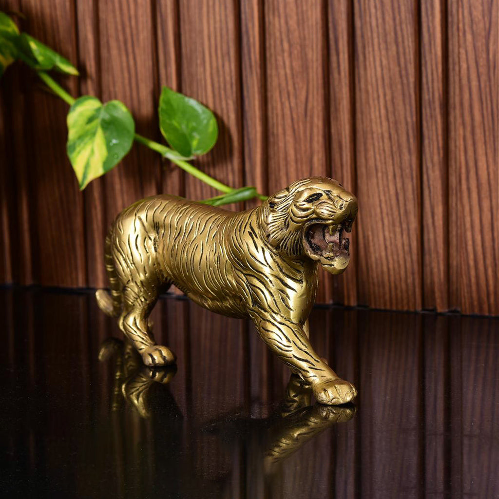 Brass Roaring Tiger Statue Vedansh Craft