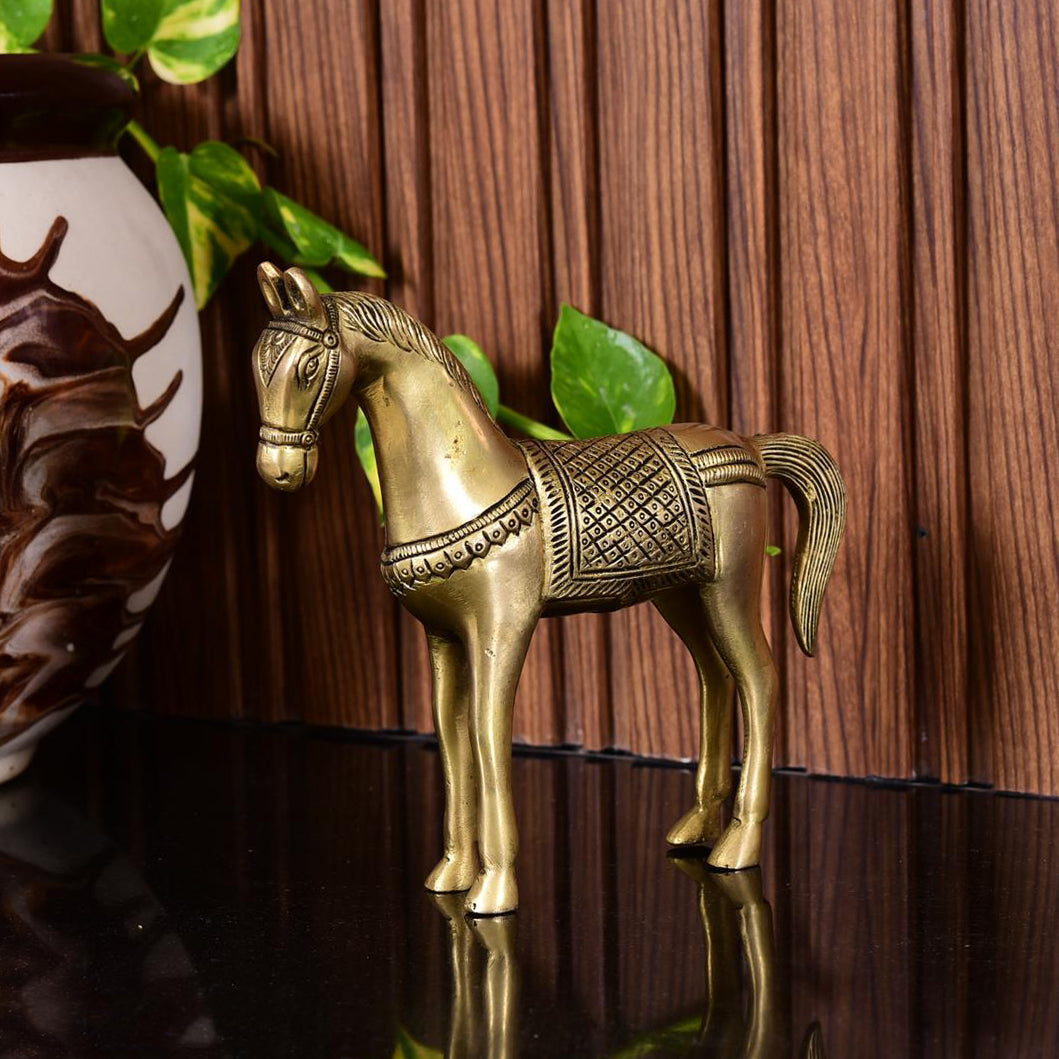 Brass Horse Statue (6.5 Inch) Vedansh Craft