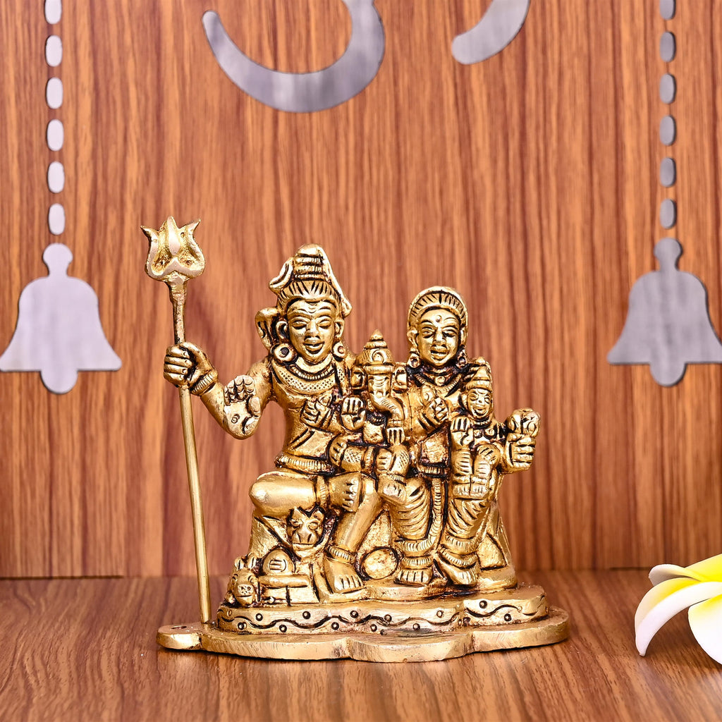 Brass Shiva Family Idol (4 Inch) Vedansh Craft