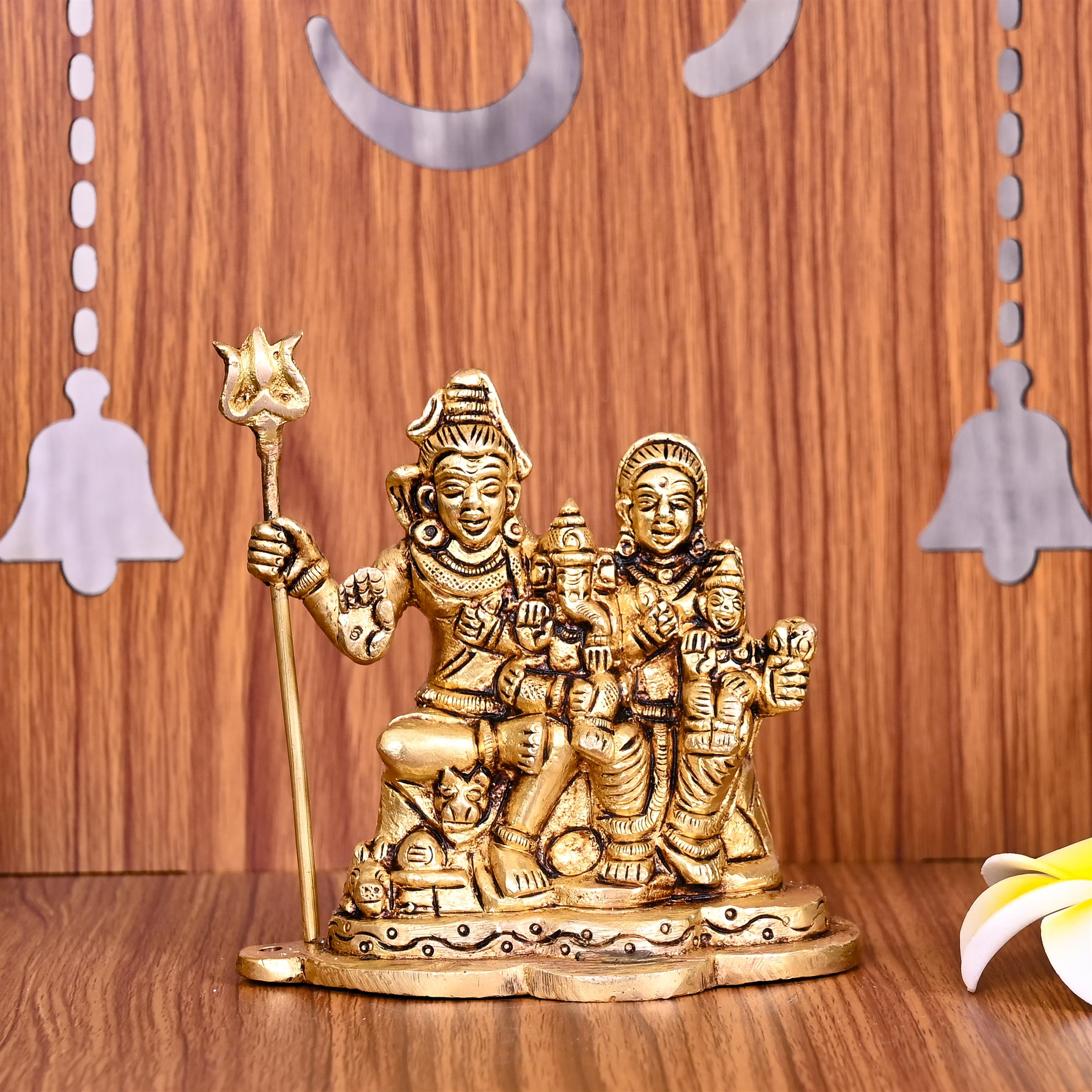 Brass Shiva Family Idol (4 Inch) Vedansh Craft
