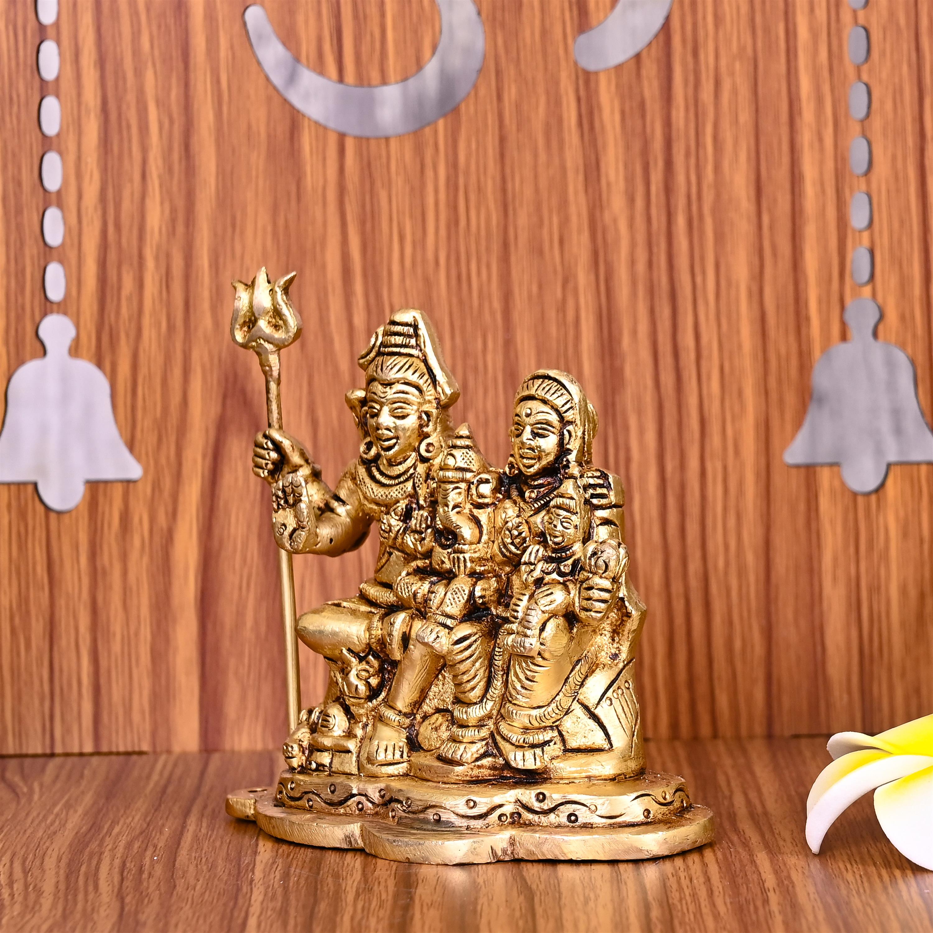 Brass Shiva Family Idol (4 Inch) Vedansh Craft