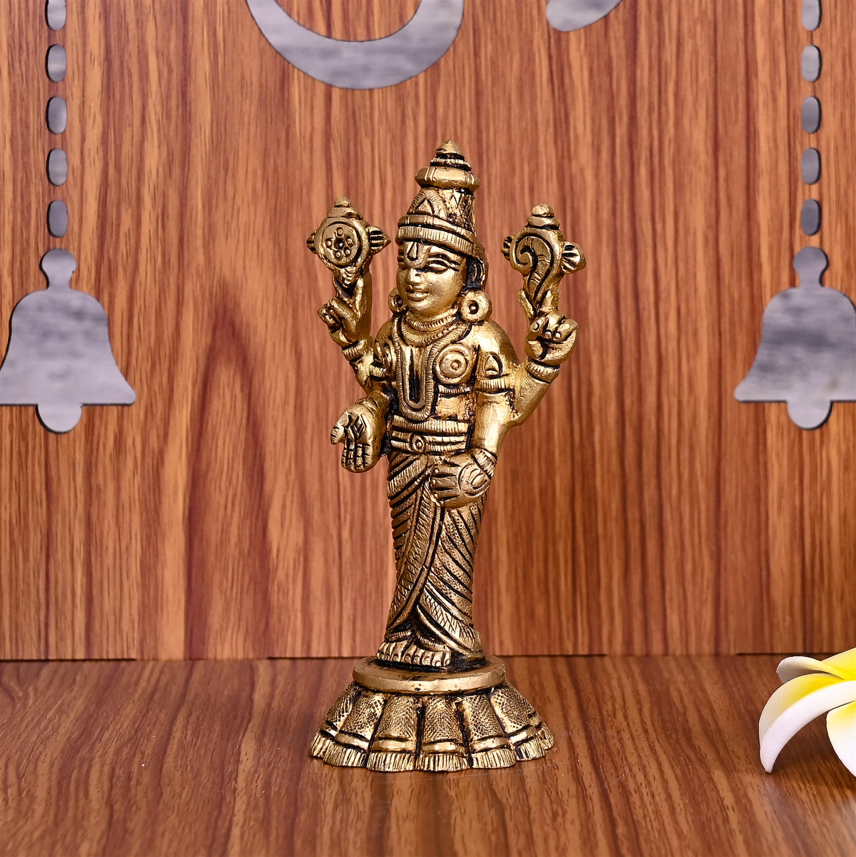 Brass Tirupati Balaji/Venkateshwar Idol (4.5 Inch) Vedansh Craft