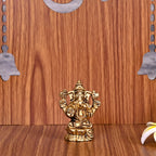 Brass Blessing Sitting Ganesha Idol (2.2 Inch) Vedansh Craft