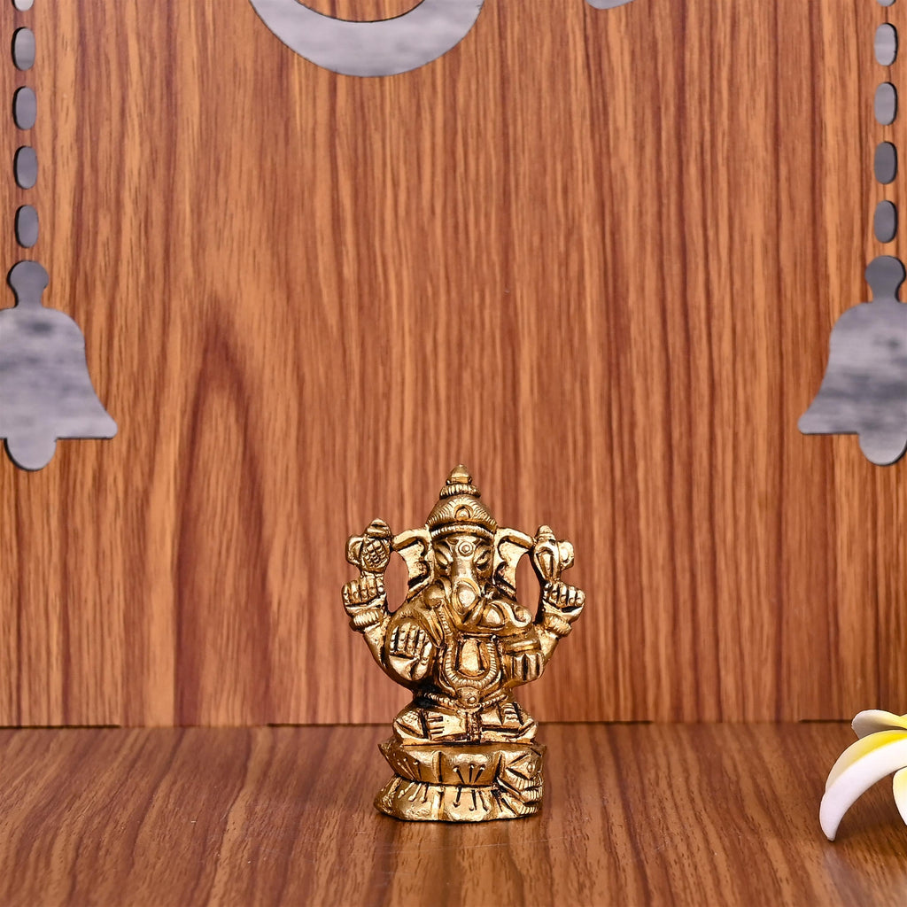 Brass Blessing Sitting Ganesha Idol (2.2 Inch) Vedansh Craft