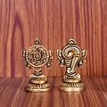 Brass Shankh Chakra Decor Set (2 Inch) Vedansh Craft