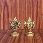 Brass Shankh Chakra Decor Set (1.5 Inch) Vedansh Craft