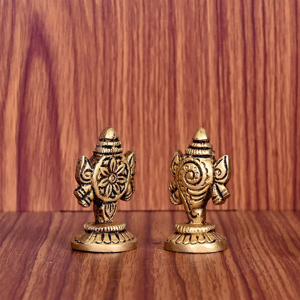 Brass Shankh Chakra Decor Set (1.5 Inch) Vedansh Craft