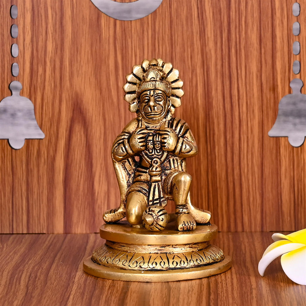 Brass Lord Hanuman Sitting Idol (4.2 Inch) Vedansh Craft