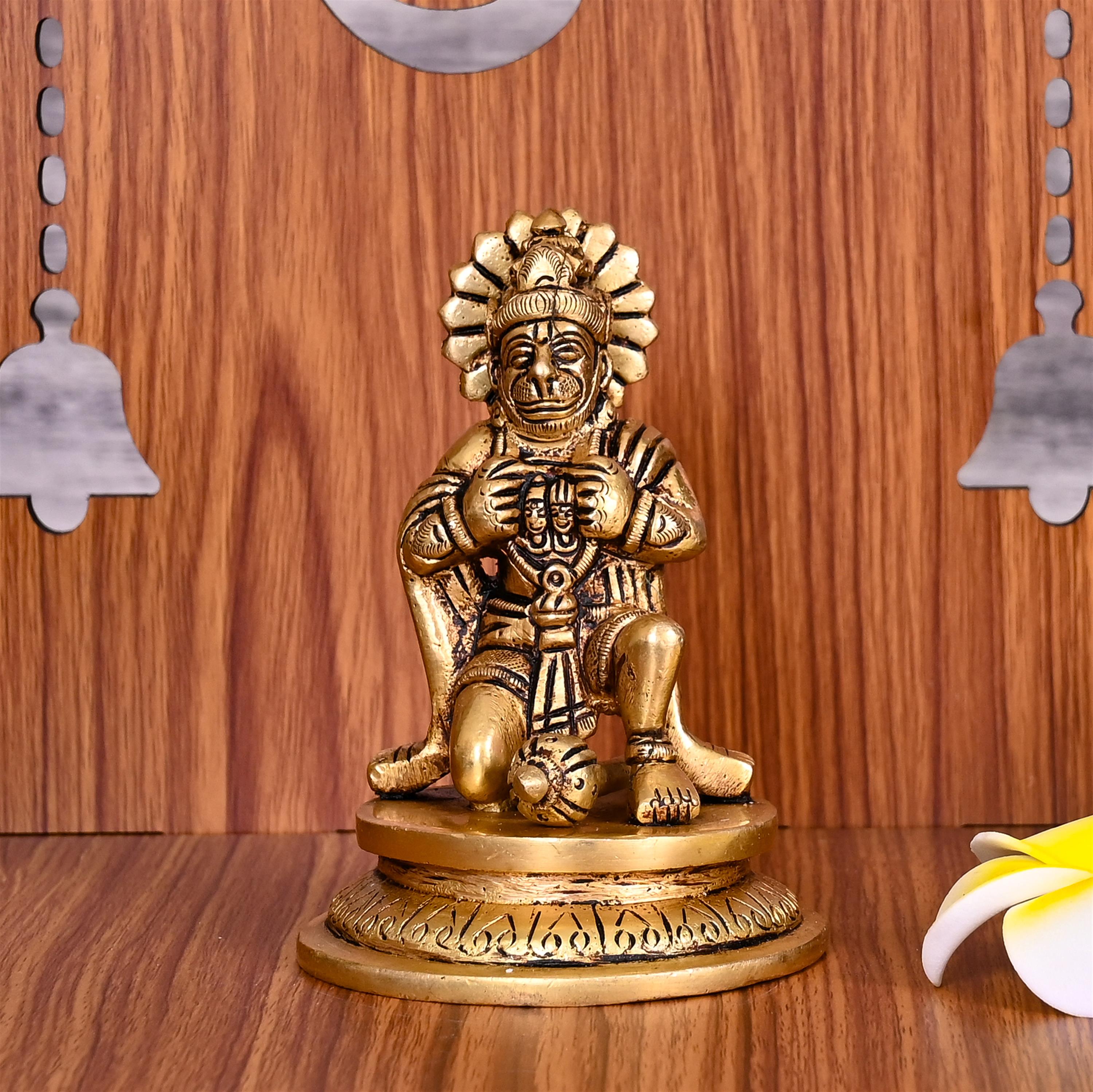 Brass Lord Hanuman Sitting Idol (4.2 Inch) Vedansh Craft