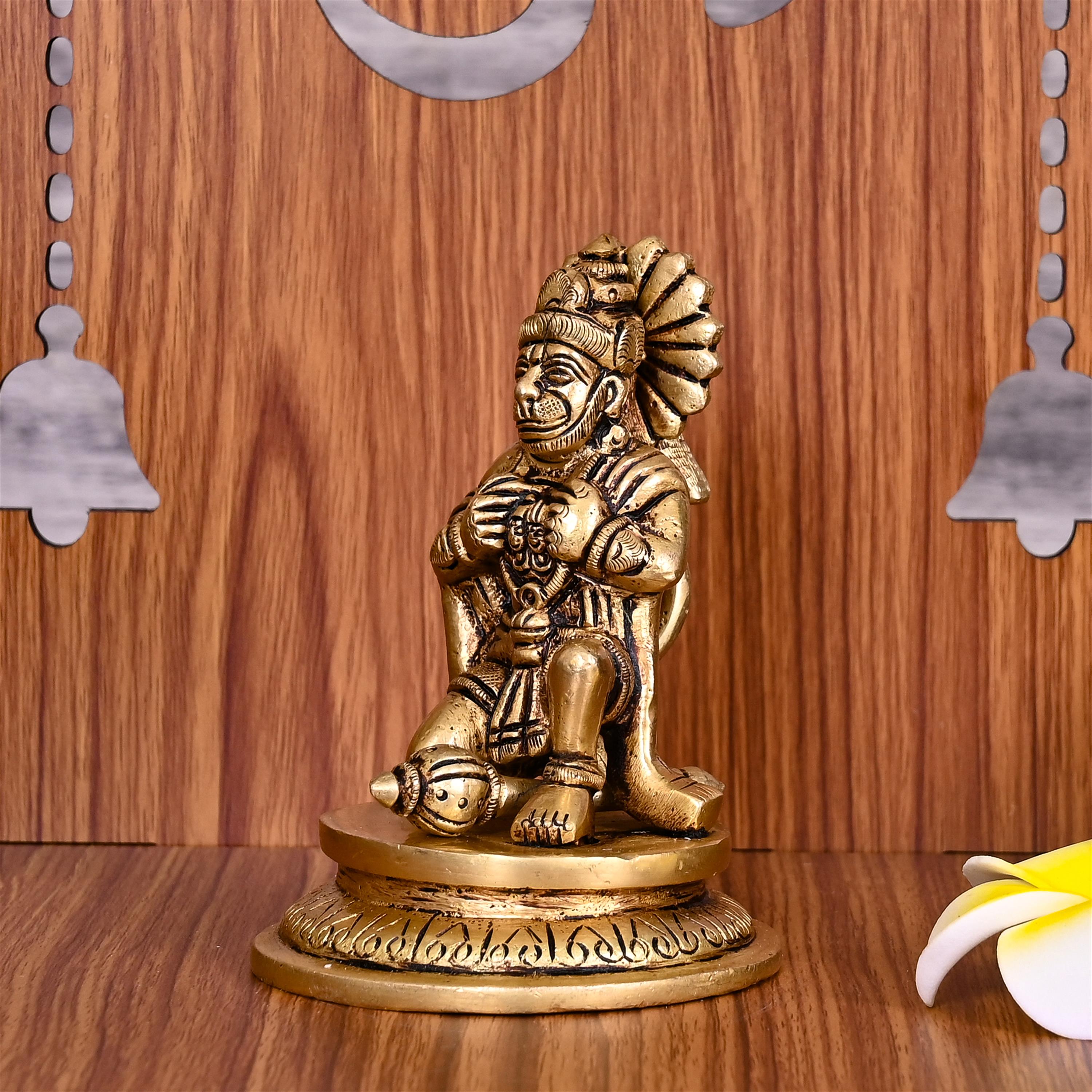 Brass Lord Hanuman Sitting Idol (4.2 Inch) Vedansh Craft