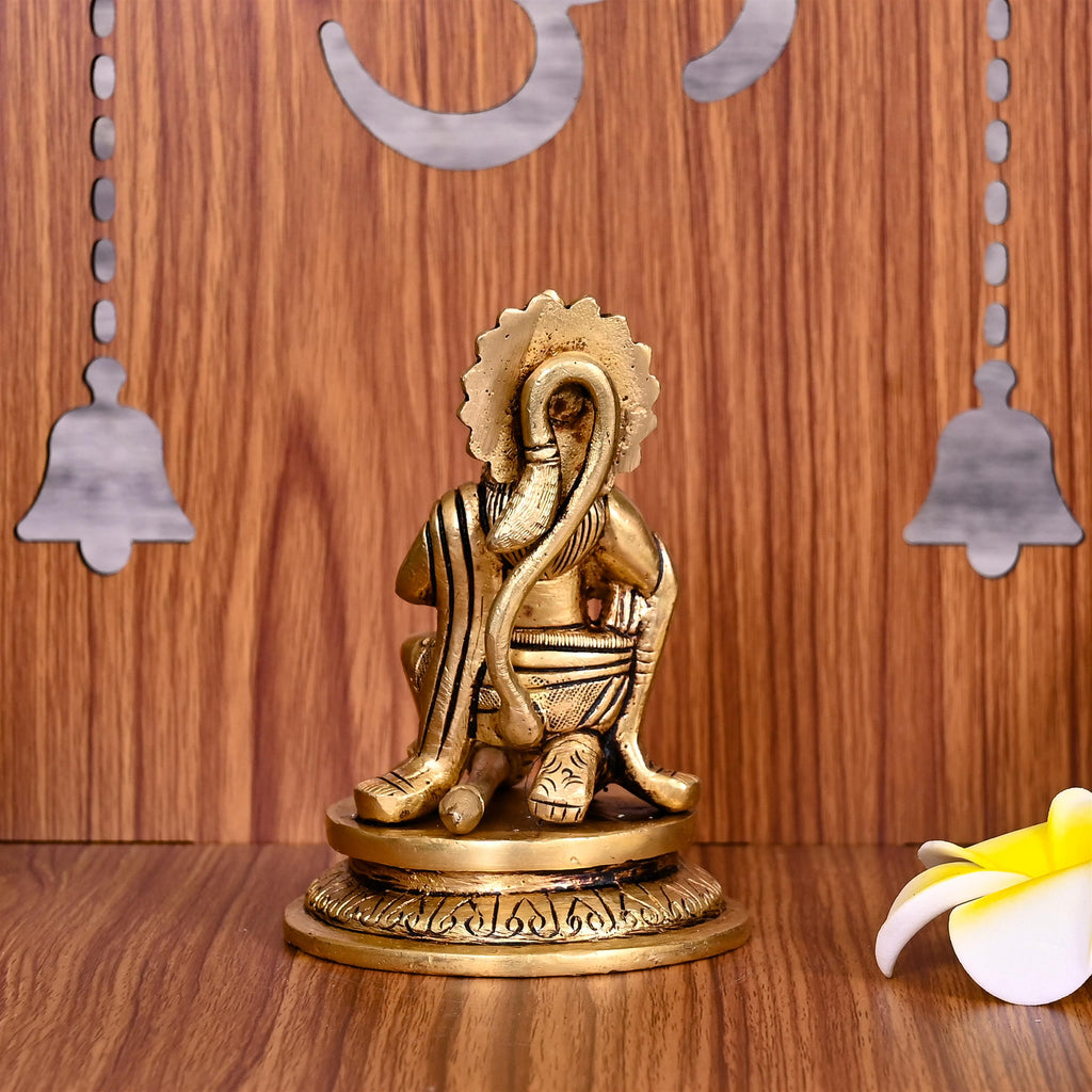 Brass Lord Hanuman Sitting Idol (4.2 Inch) Vedansh Craft