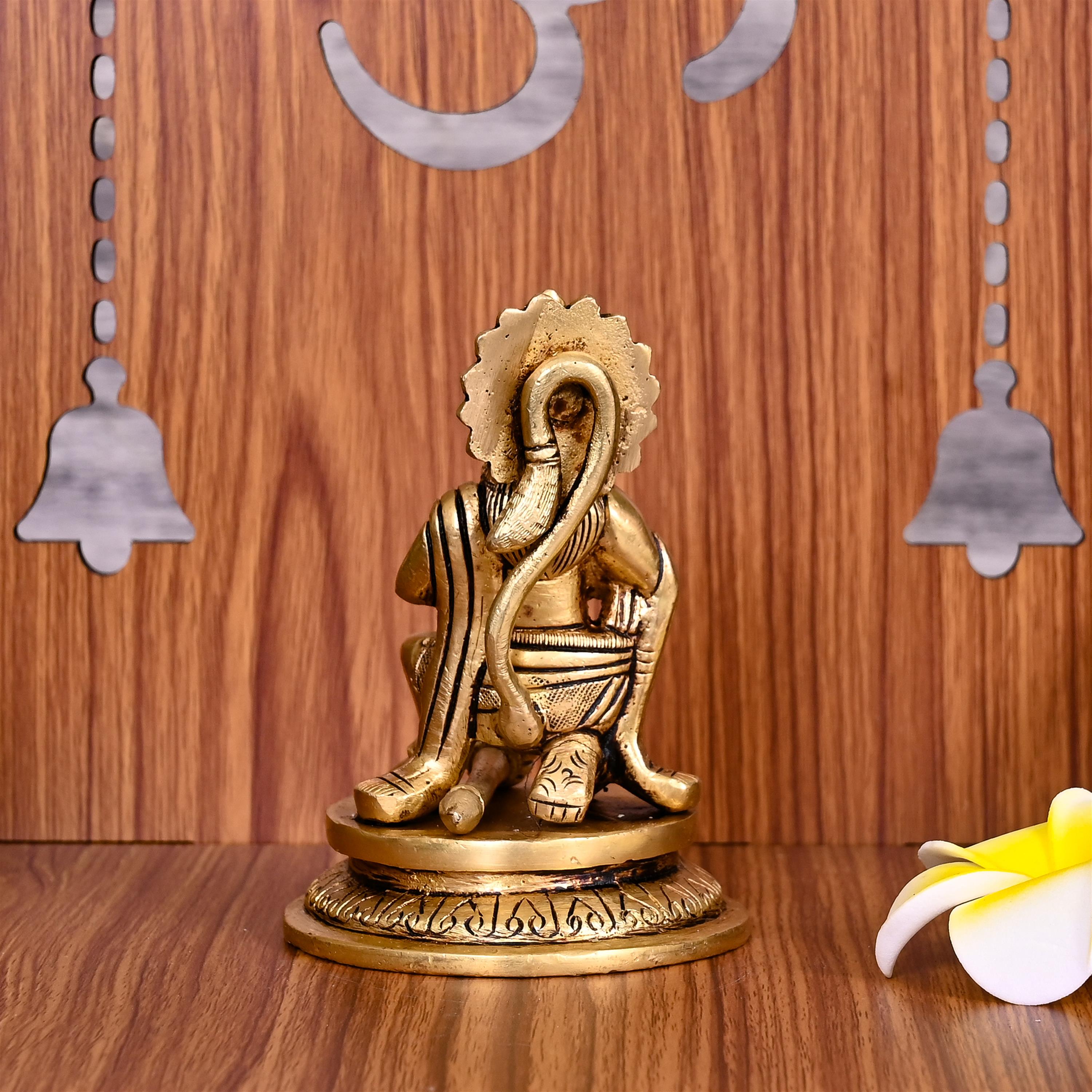 Brass Lord Hanuman Sitting Idol (4.2 Inch) Vedansh Craft