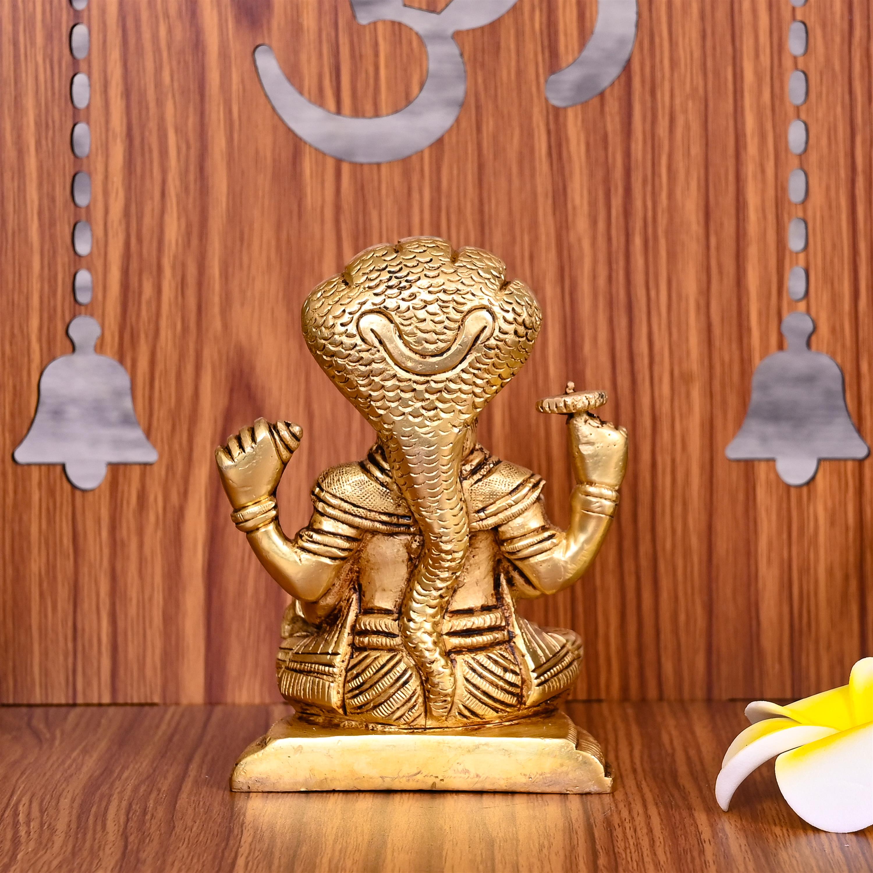 Brass Sitting Lord Vishnu Idol (4.5 Inch) Vedansh Craft