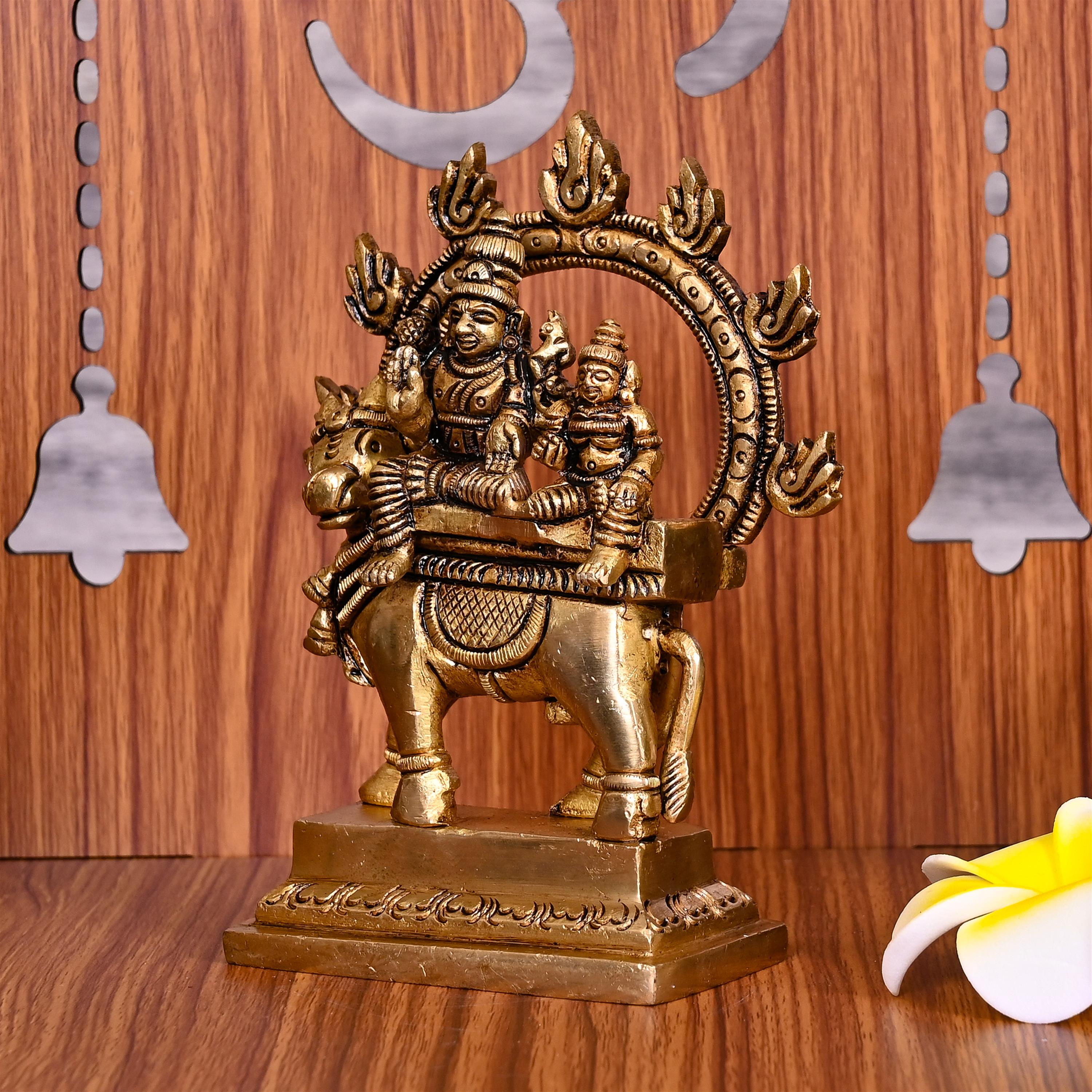 Brass Superfine Shiva Parvati With Nandi Idol (5.5 Inch) Vedansh Craft