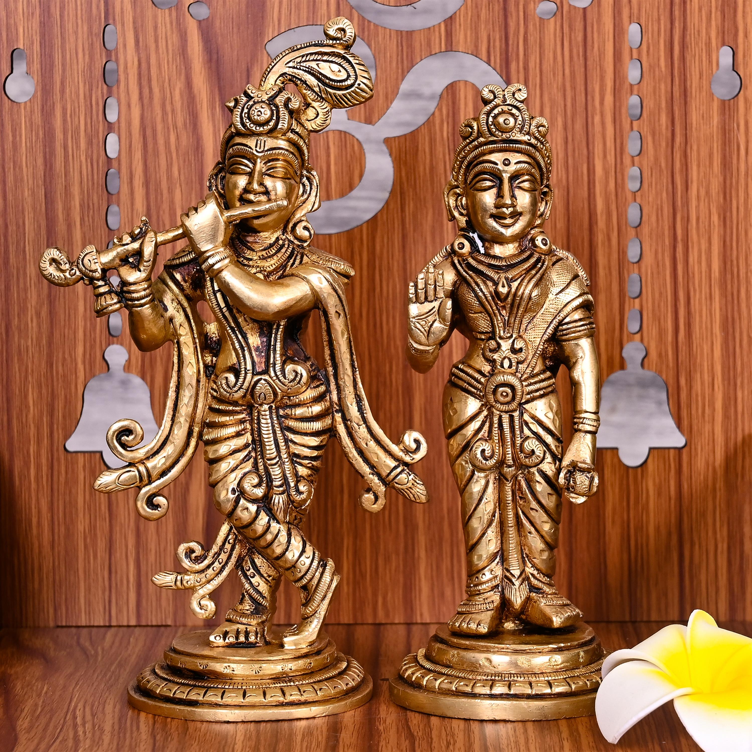 Brass Standing Radha Krishna Idols Set (7.5 Inch) Vedansh Craft