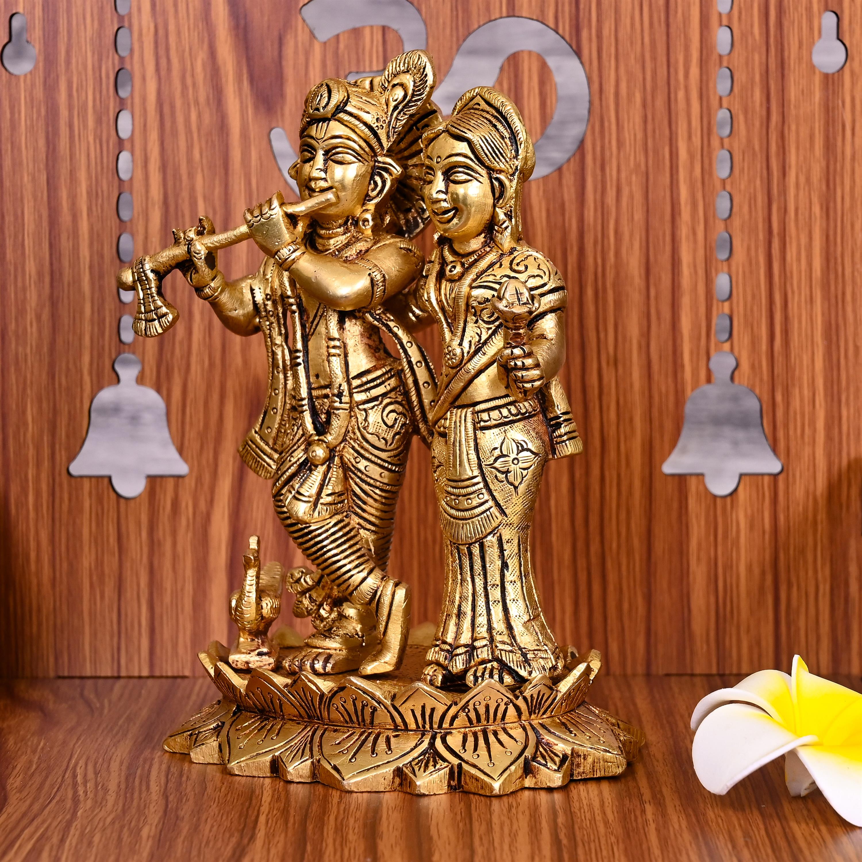 Brass Standing Radha Krishna Idol (6.5 Inch) Vedansh Craft