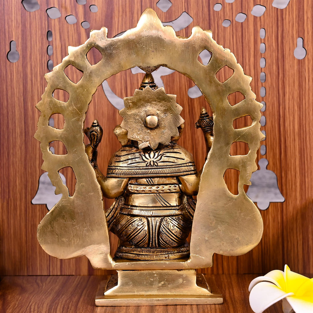 Brass Superfine Sitting Ganesha On Throne Idol (8 Inch) Vedansh Craft