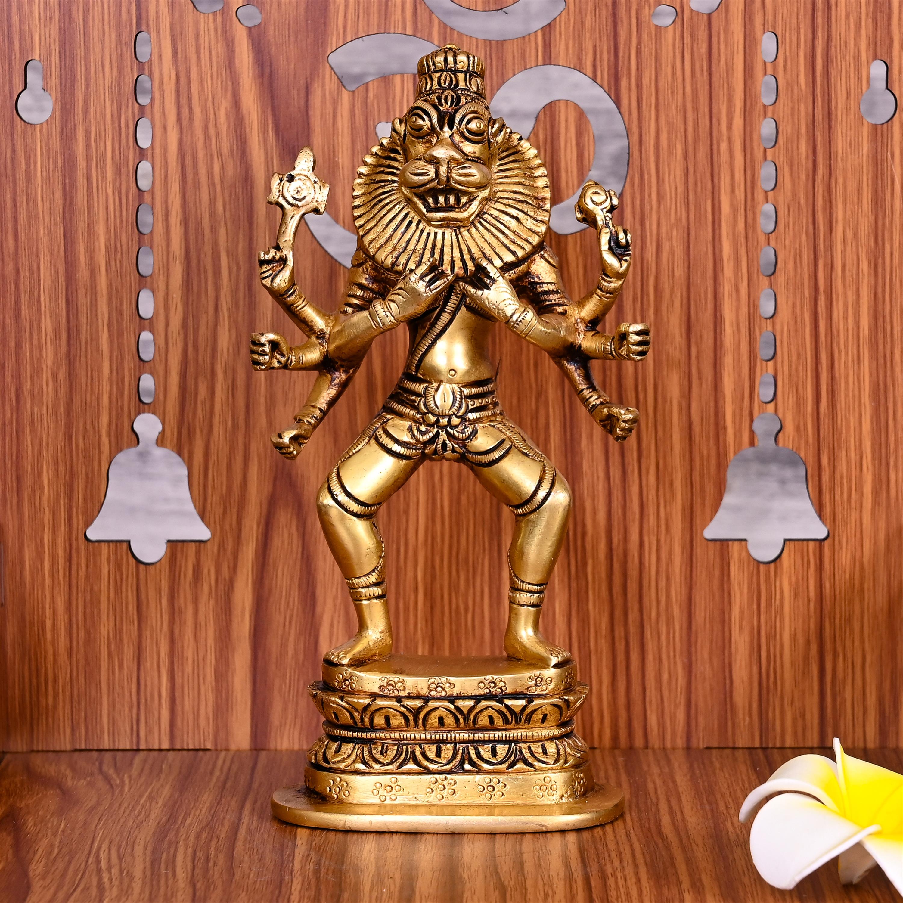 Brass Mayapur Narasimha Avatar Idol (7.5 Inch) Vedansh Craft