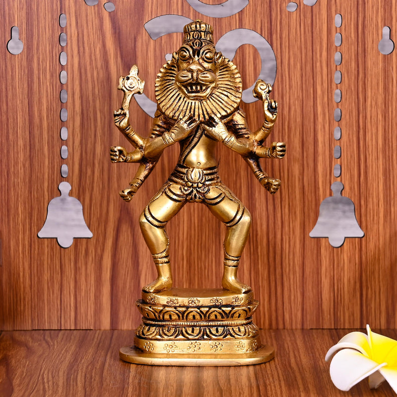 Brass Mayapur Narasimha Avatar Idol (7.5 Inch) Vedansh Craft