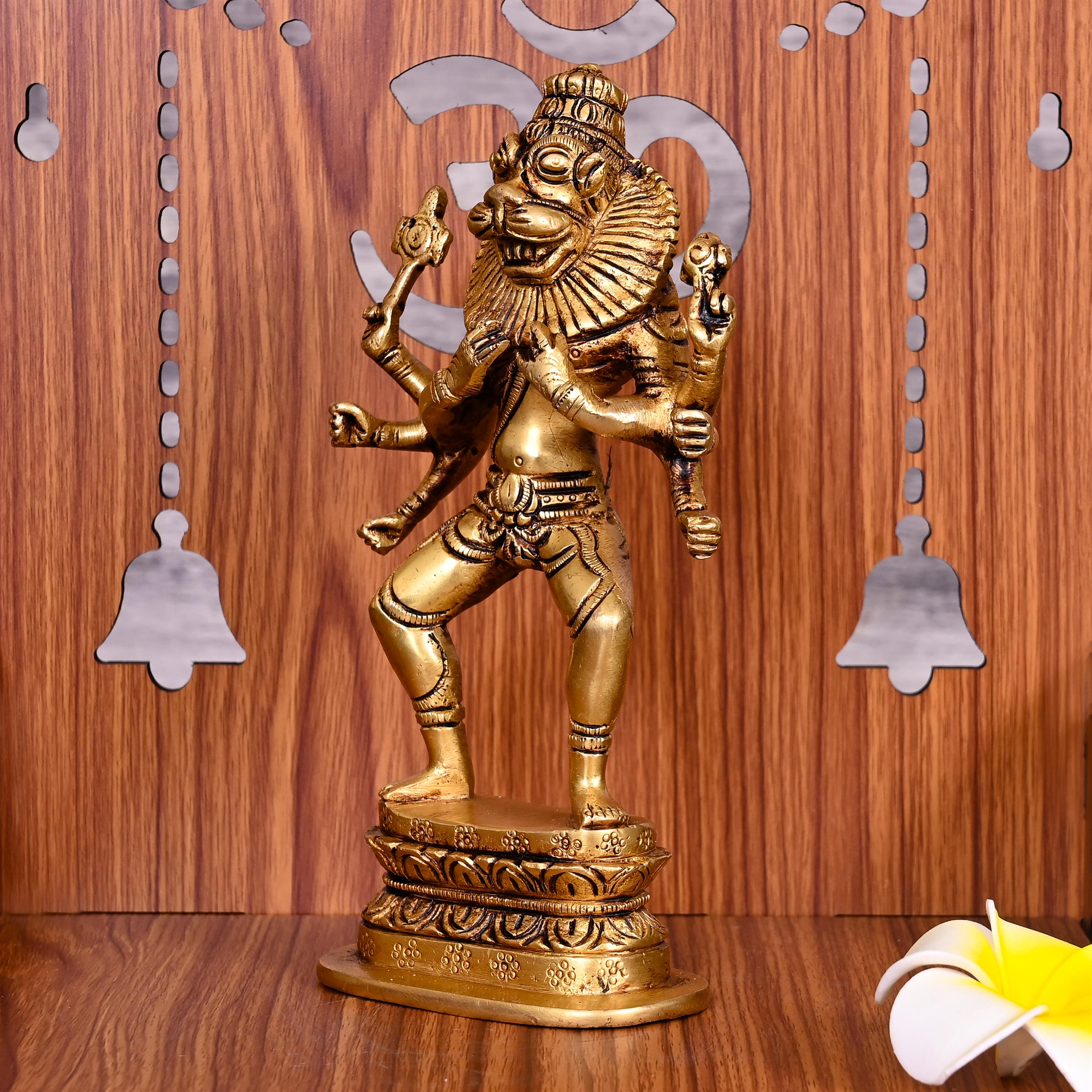 Brass Mayapur Narasimha Avatar Idol (7.5 Inch) Vedansh Craft