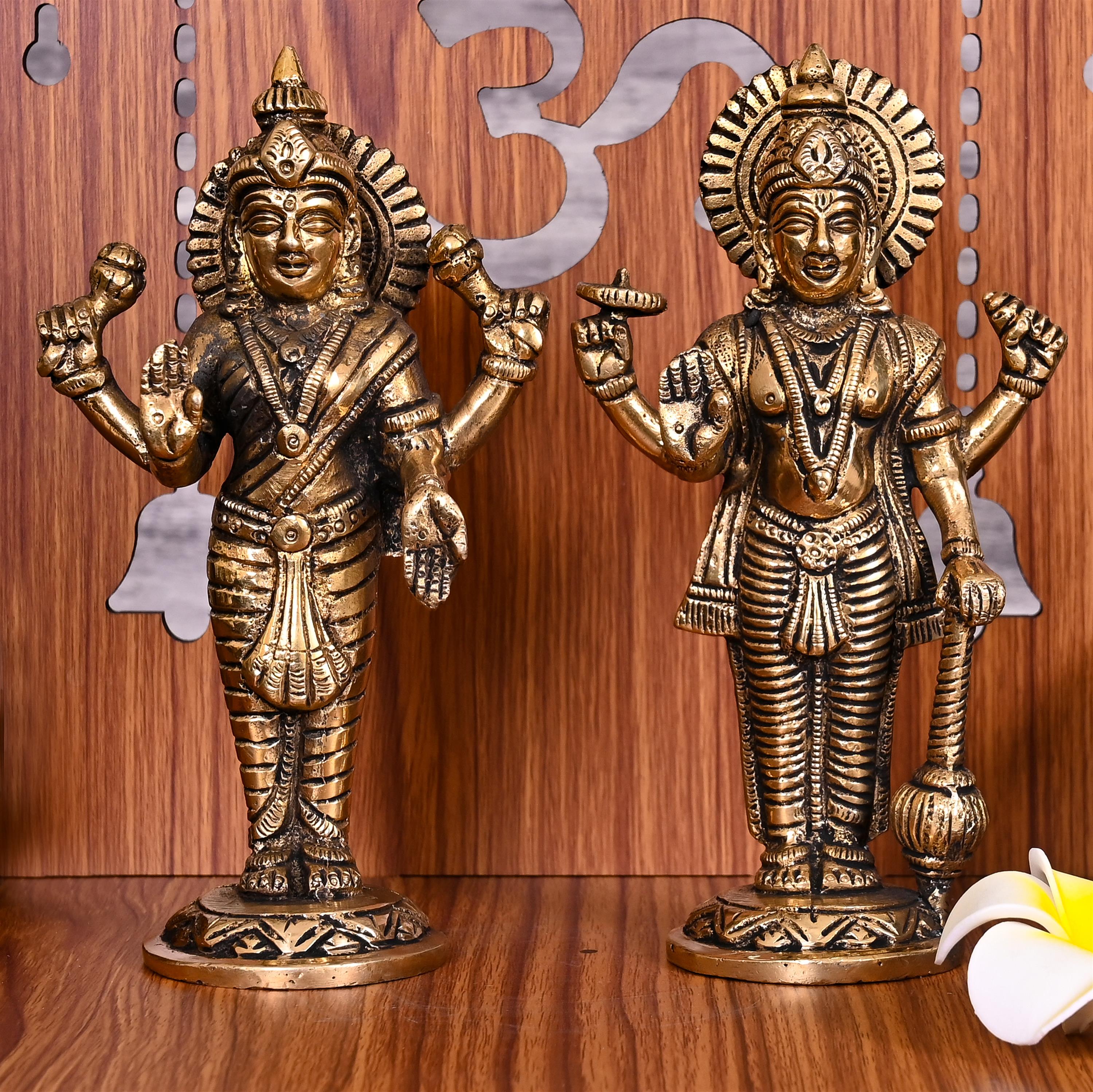Brass Standing Vishnu Lakshmi Idols Set (7 Inch) Vedansh Craft
