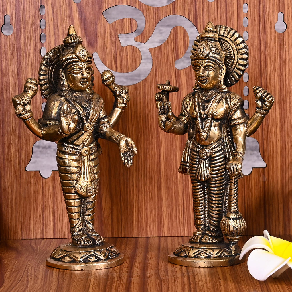 Brass Standing Vishnu Lakshmi Idols Set (7 Inch) Vedansh Craft