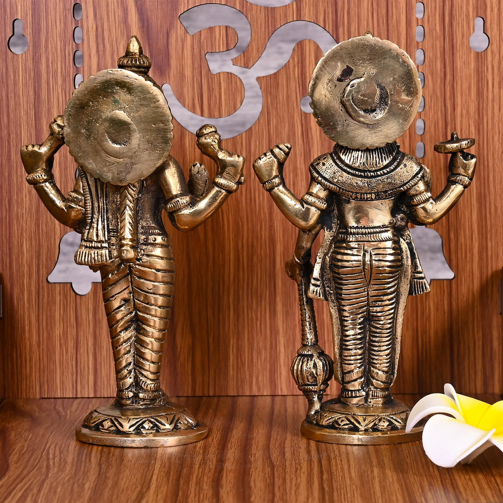 Brass Standing Vishnu Lakshmi Idols Set (7 Inch) Vedansh Craft