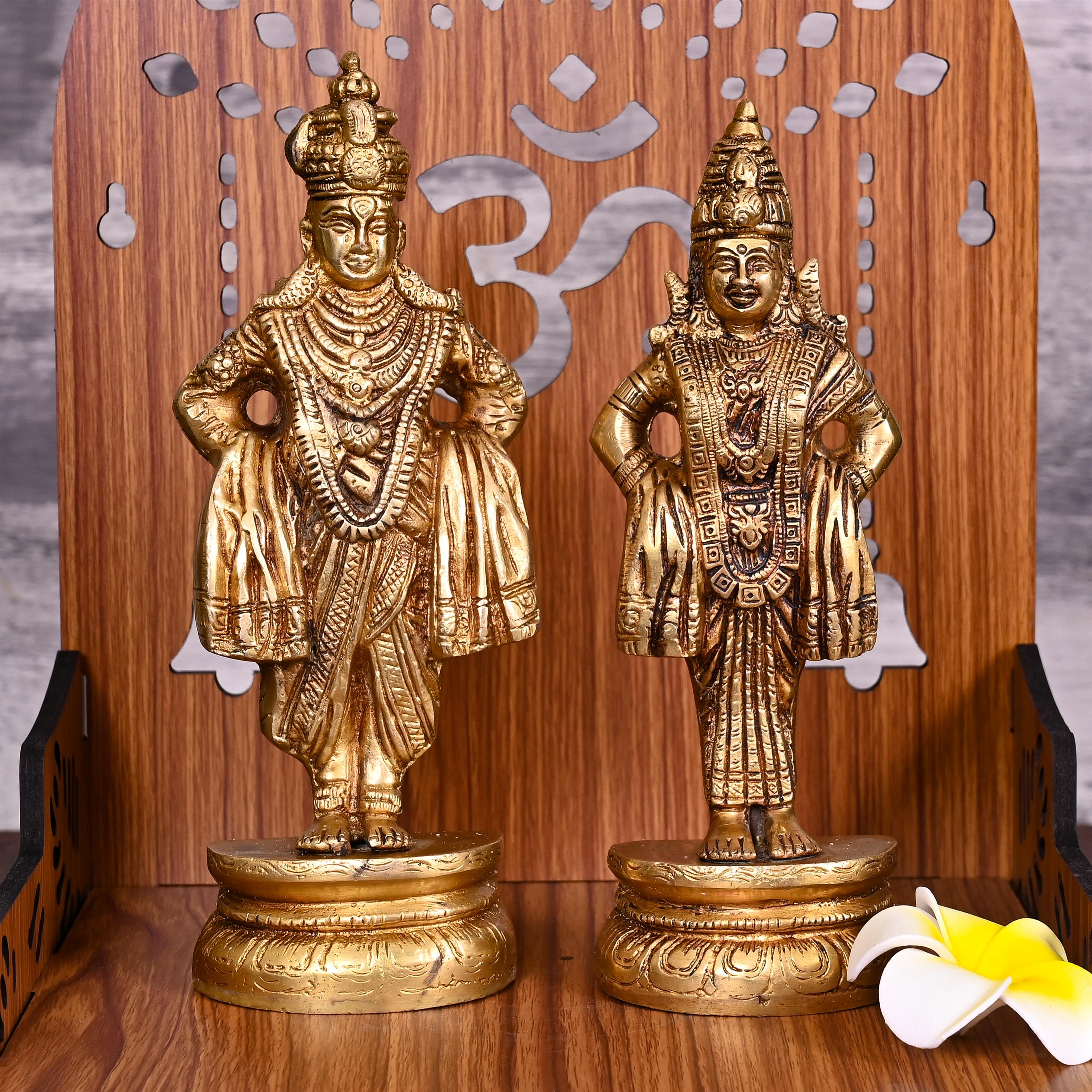 Brass Vitthal Rukmini Idols Set (8 Inch) Vedansh Craft