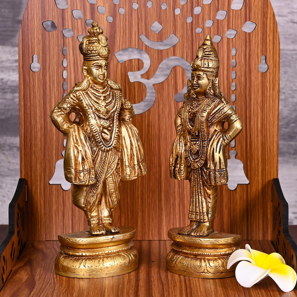 Brass Vitthal Rukmini Idols Set (8 Inch) Vedansh Craft