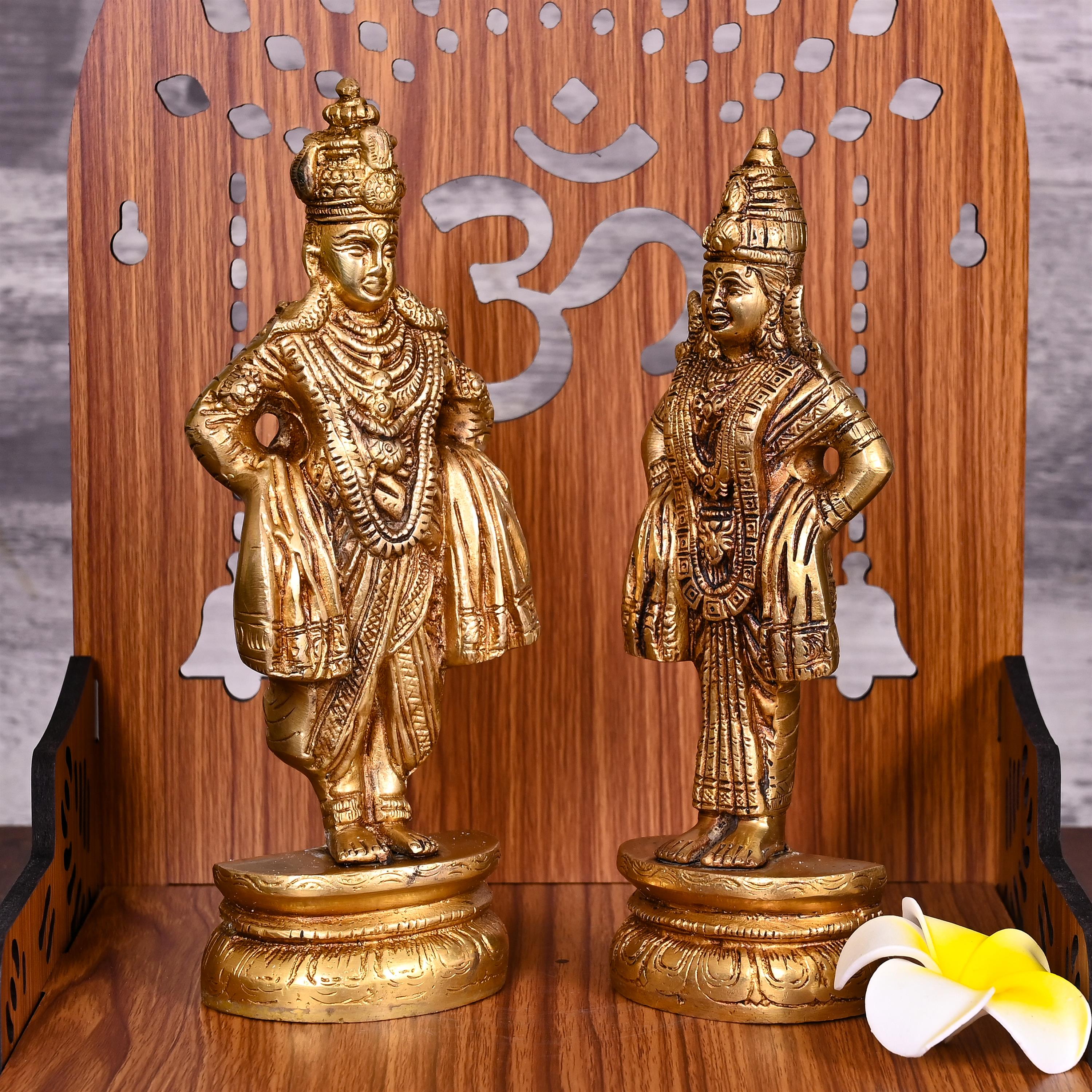 Brass Vitthal Rukmini Idols Set (8 Inch) Vedansh Craft