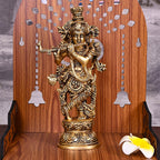 Brass Standing Krishna Idol (9.5 Inch) Vedansh Craft