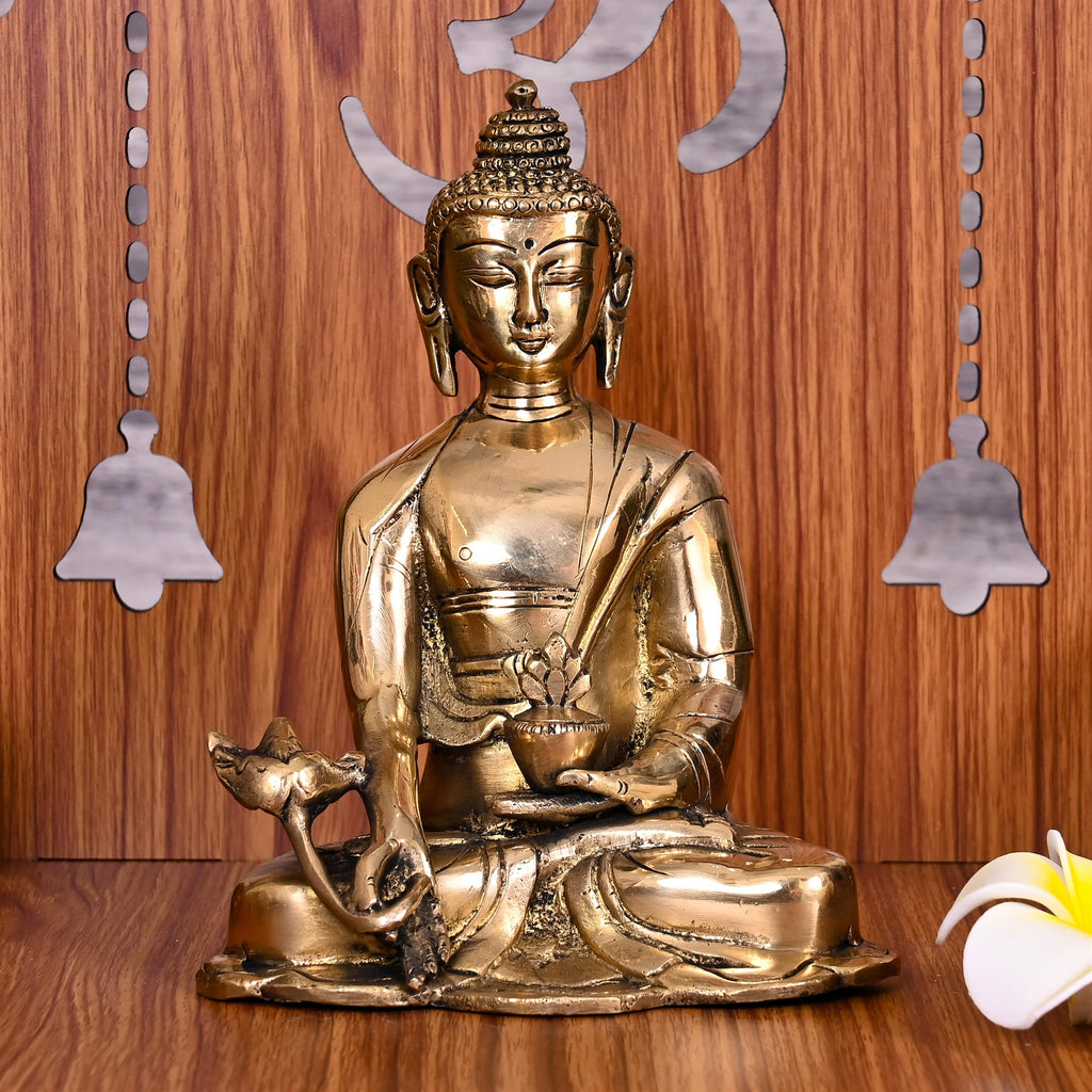 Brass Sitting Buddha Meditation Statue (6.5 Inch) Vedansh Craft