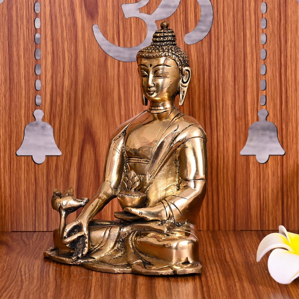 Brass Sitting Buddha Meditation Statue (6.5 Inch) Vedansh Craft